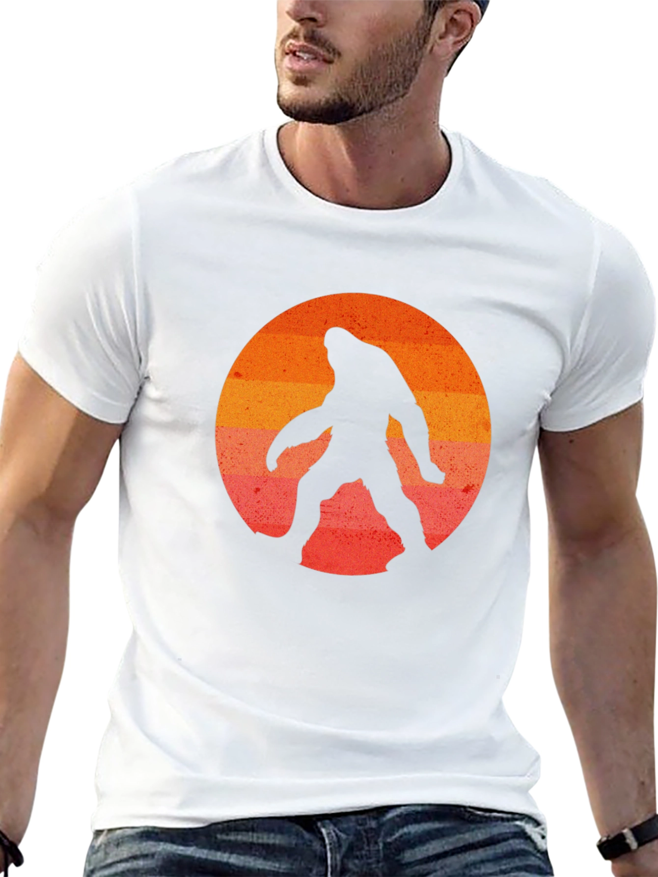 Bigfoot Sunset Graphic T-Shirt - Black Cotton Tee