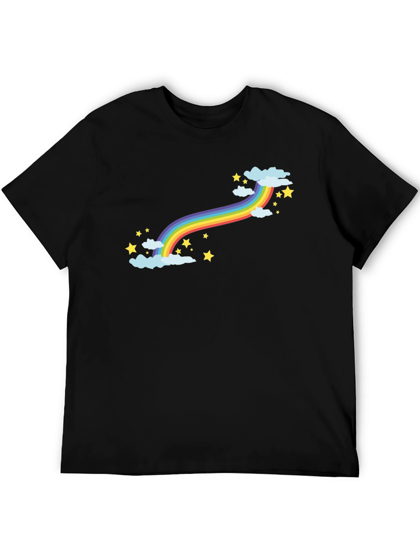 Rainbow Stars Graphic Black T-Shirt