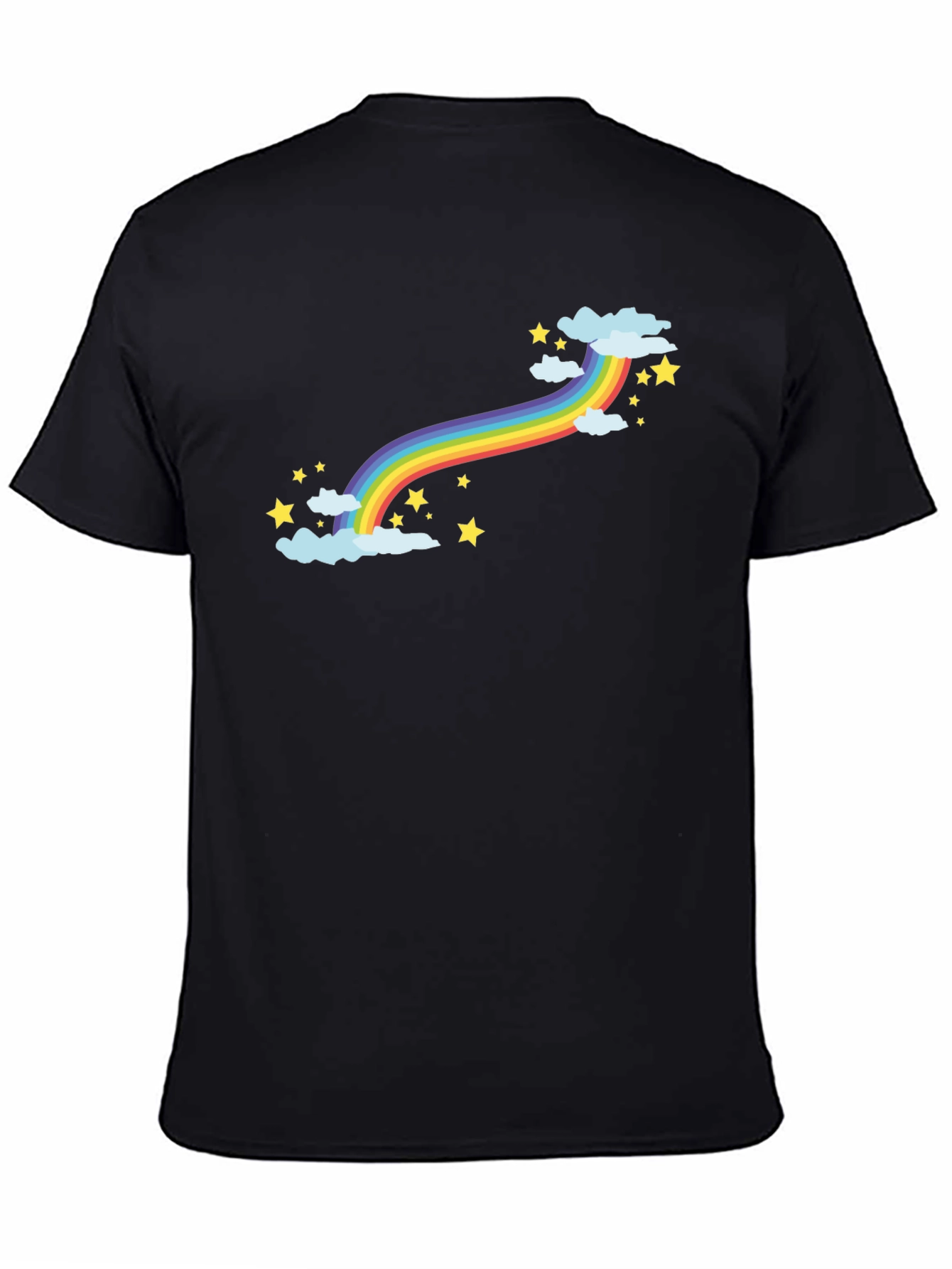 Rainbow Stars Graphic Black T-Shirt