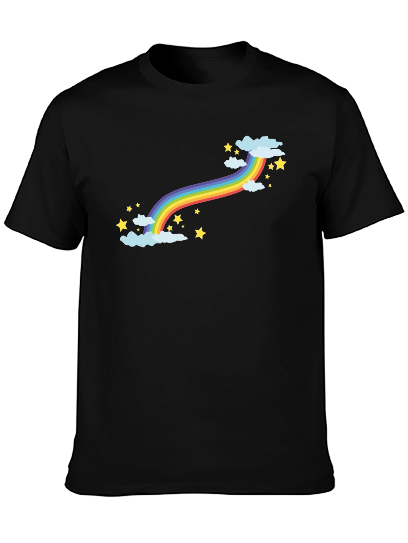 Rainbow Stars Graphic Black T-Shirt
