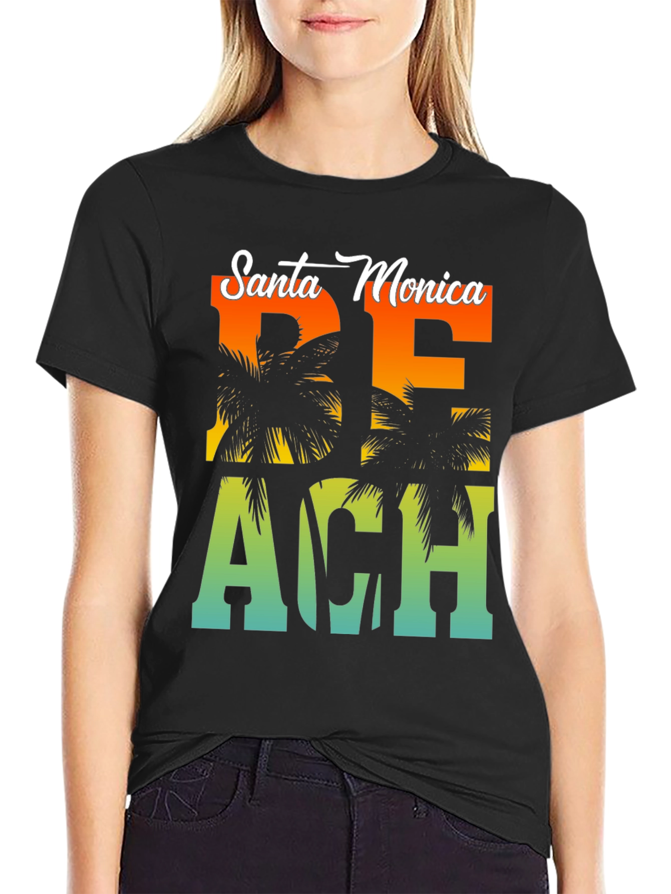 Santa Monica Beach Palm Graphic Tee