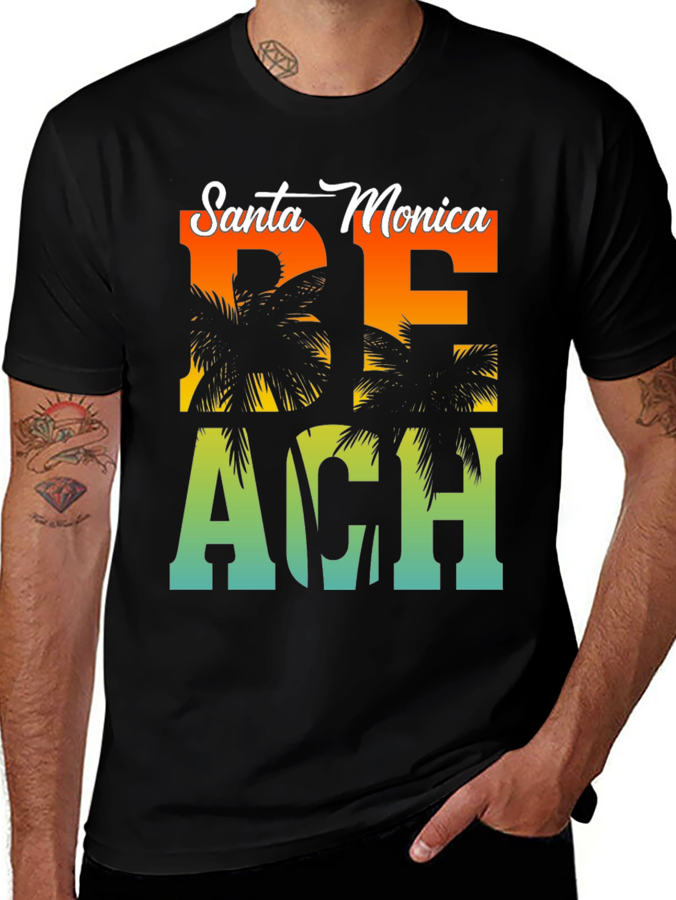 Santa Monica Beach Palm Graphic Tee