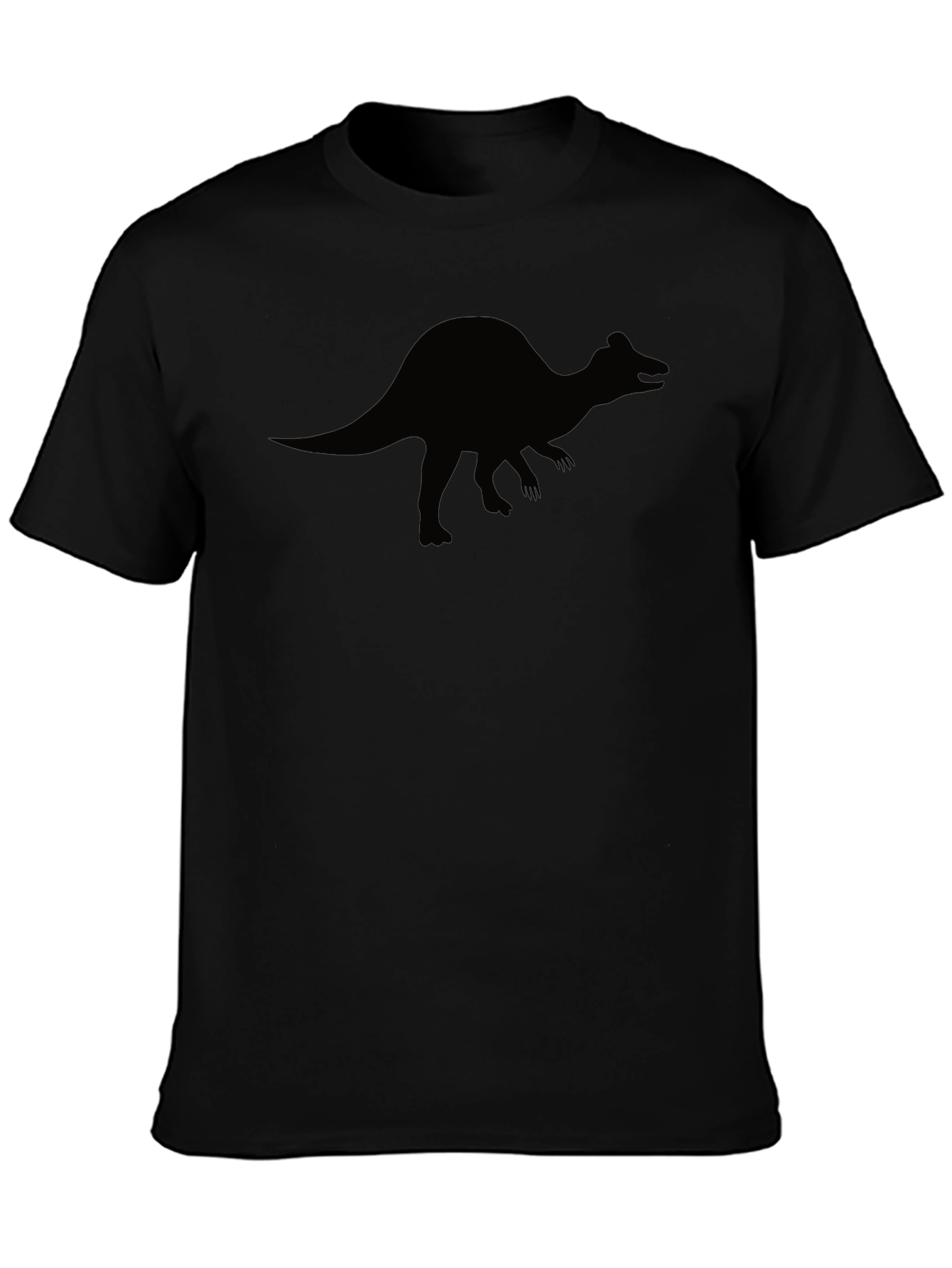 Dino Silhouette Graphic Tee - Black Cotton T-Shirt