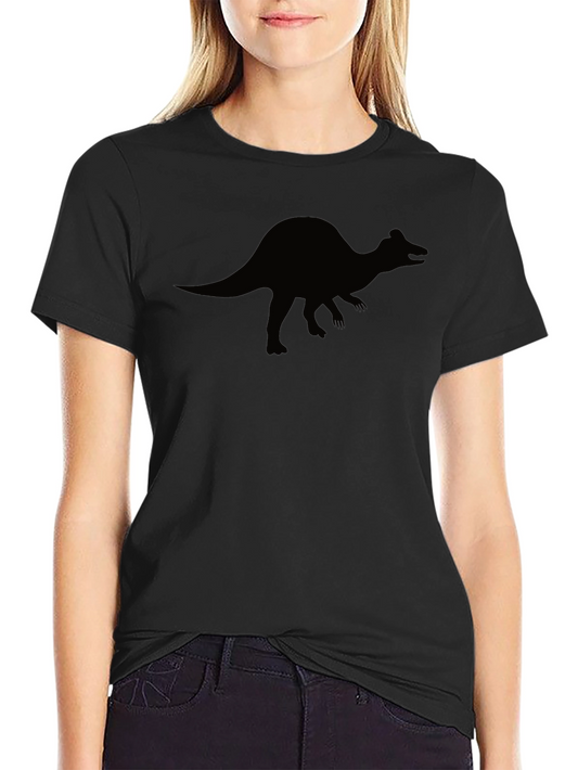 Dino Silhouette Graphic Tee - Black Cotton T-Shirt