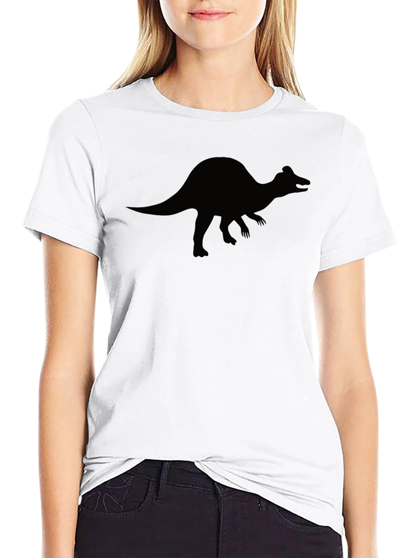 Dino Silhouette Graphic Tee - Black Cotton T-Shirt