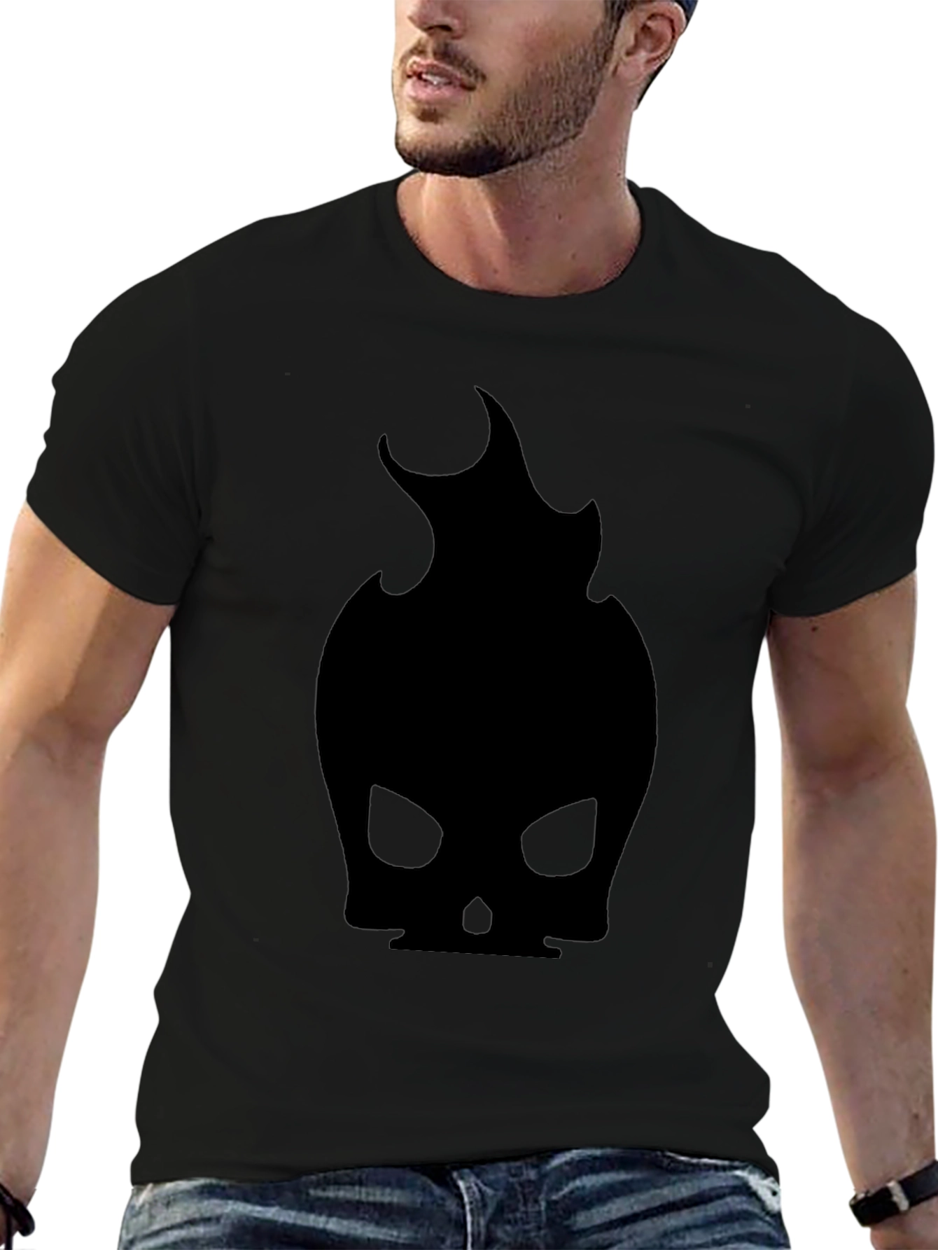 Skull Flame Graphic Black T-Shirt