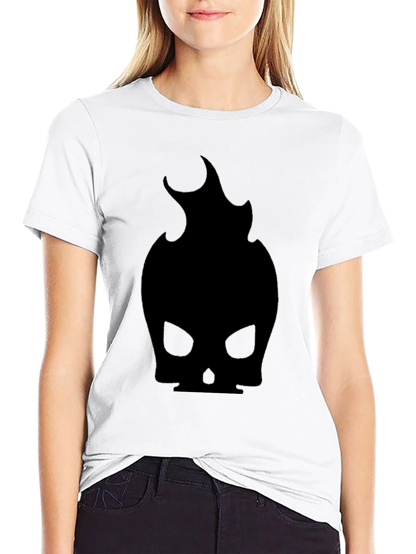 Skull Flame Graphic Black T-Shirt