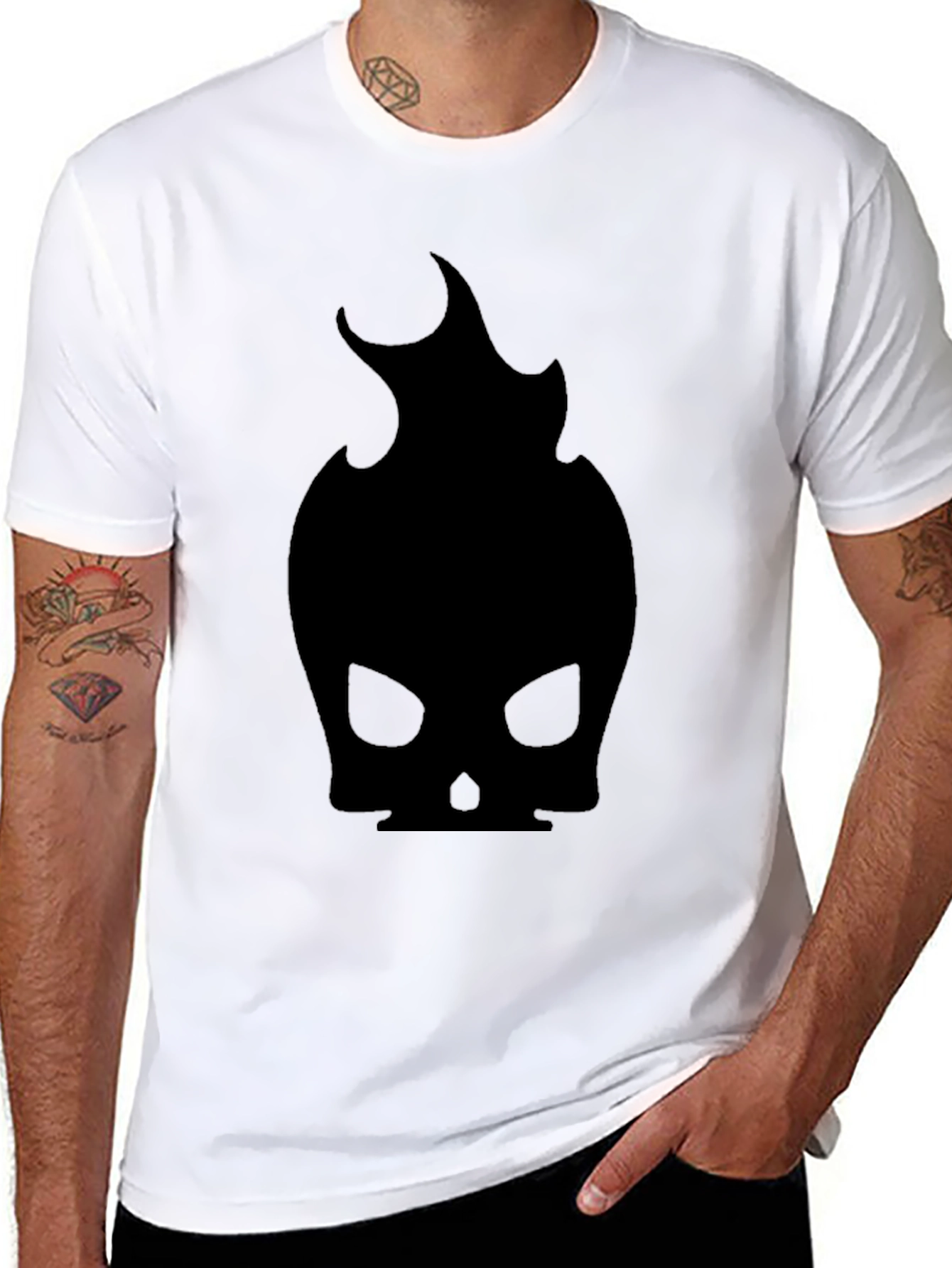 Skull Flame Graphic Black T-Shirt