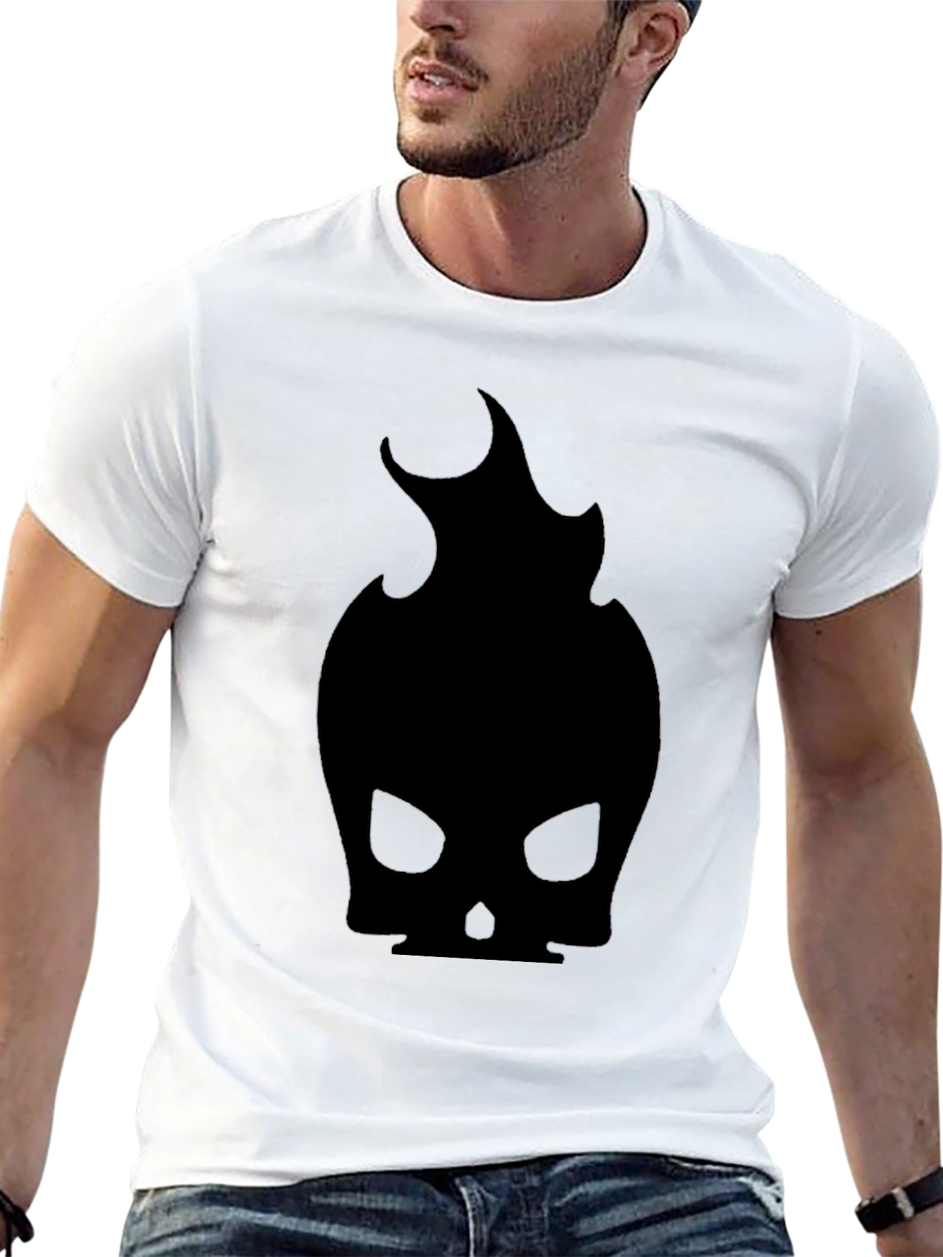 Skull Flame Graphic Black T-Shirt