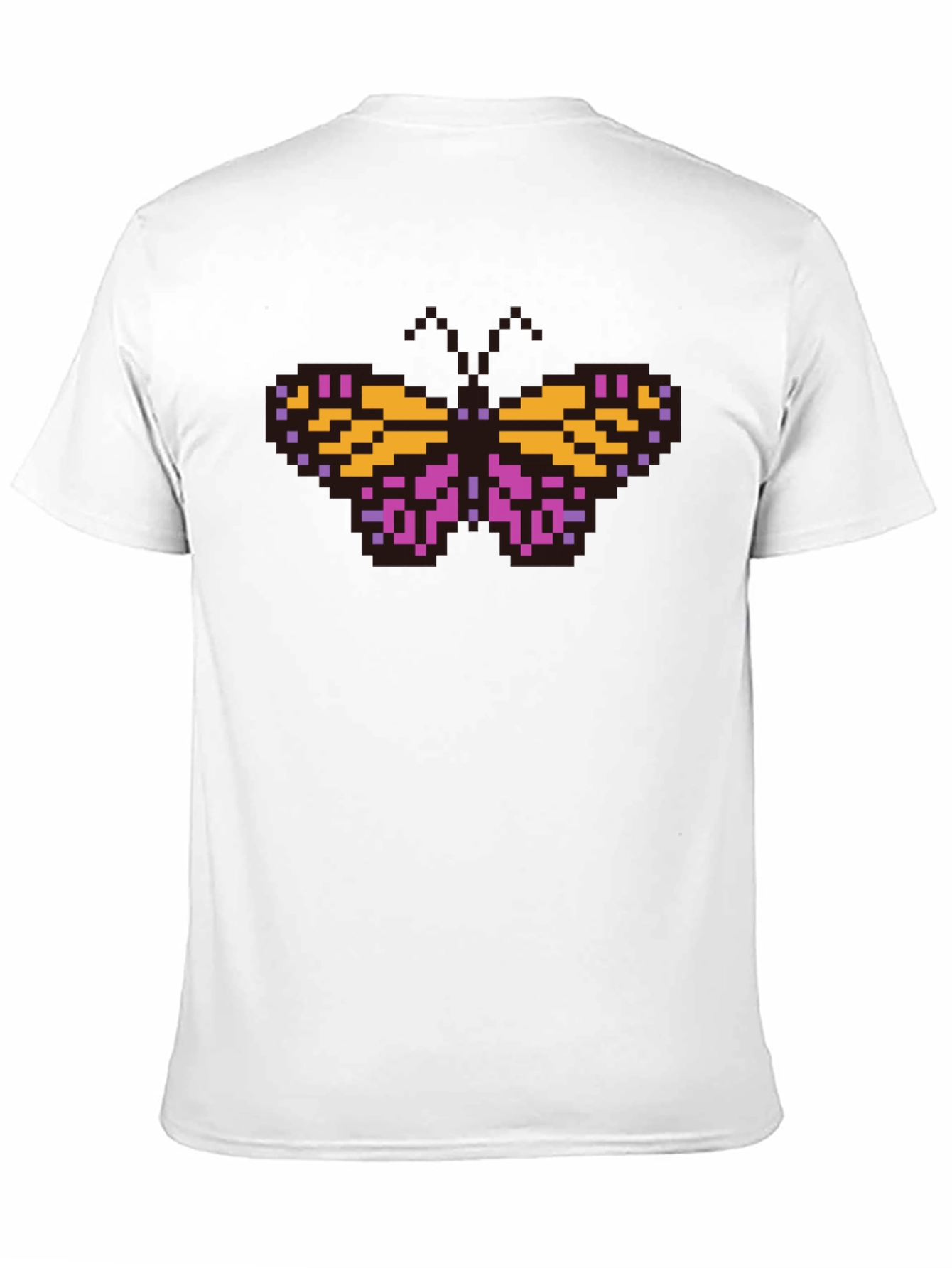 Pixel Butterfly Graphic T-Shirt - Black Casual Tee