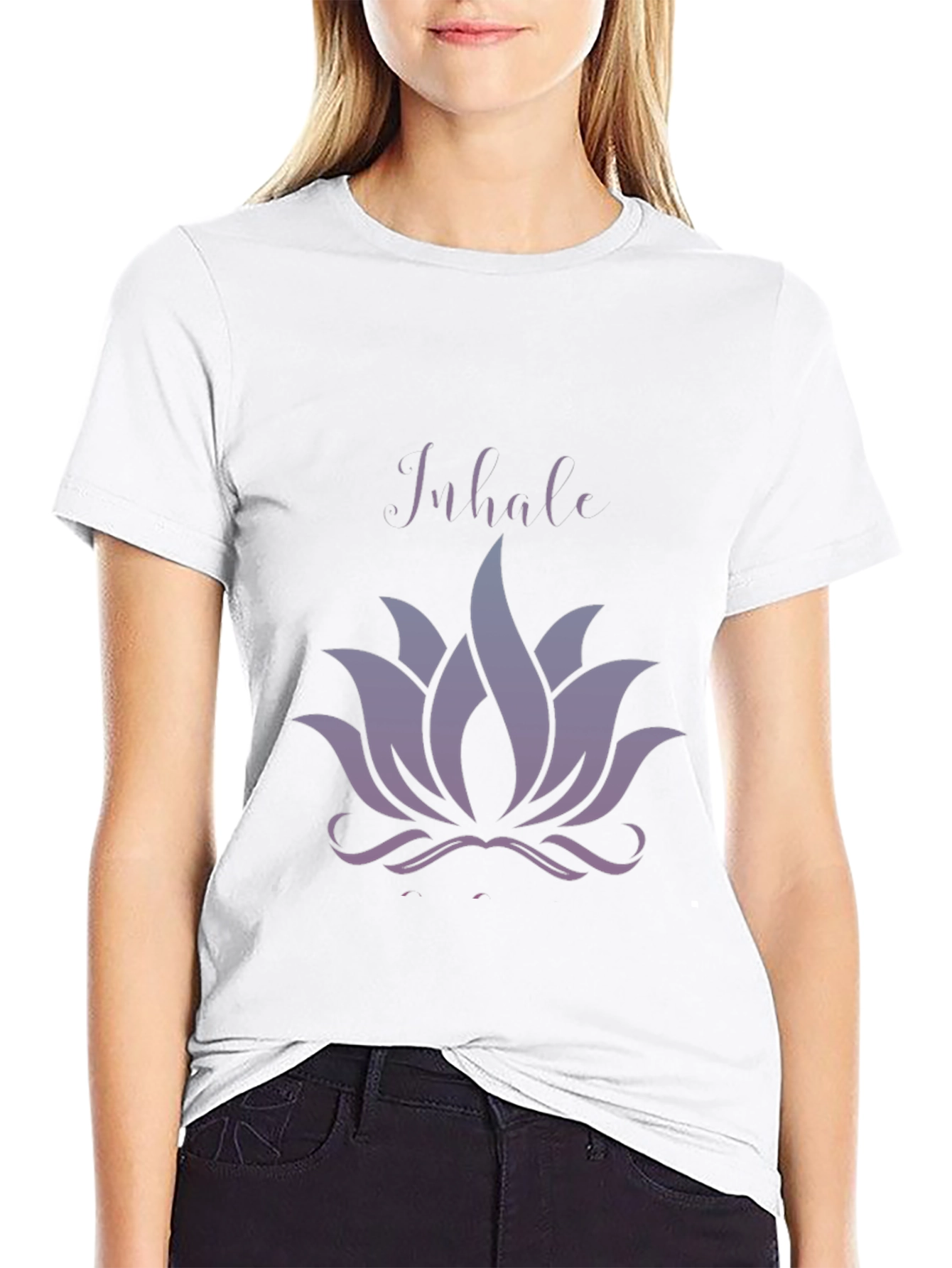 Inhale Lotus Graphic Tee - Relaxed Fit Black T-Shirt