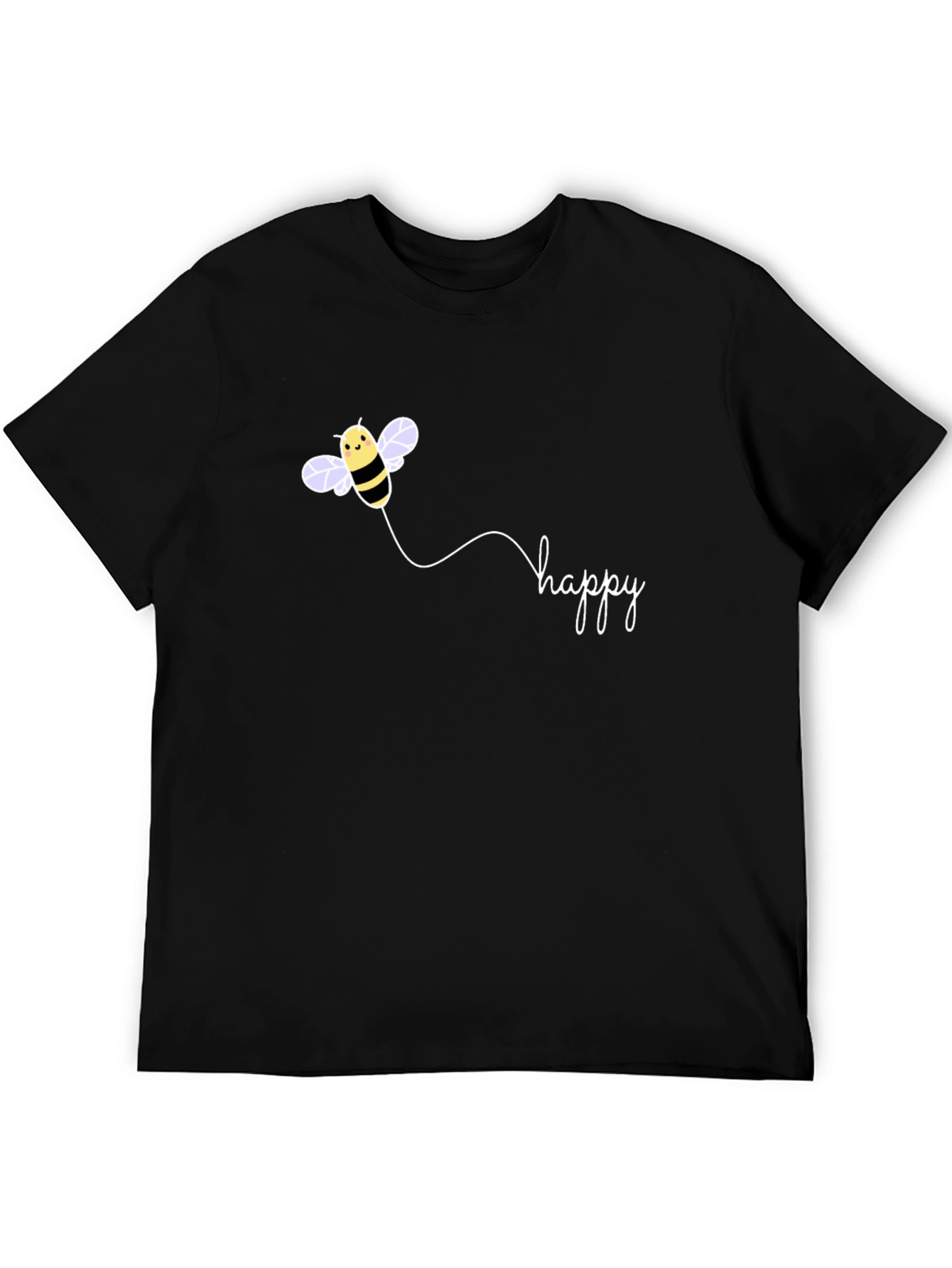Happy Bee Graphic Black T-Shirt