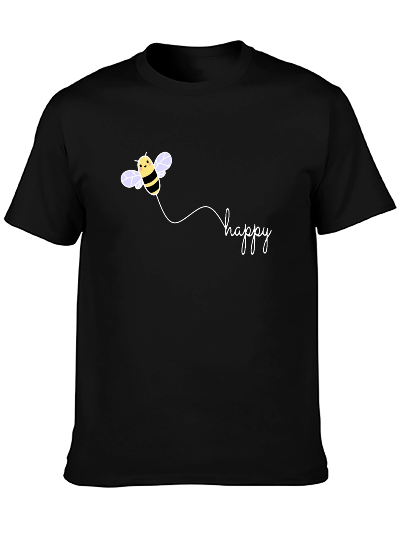 Happy Bee Graphic Black T-Shirt