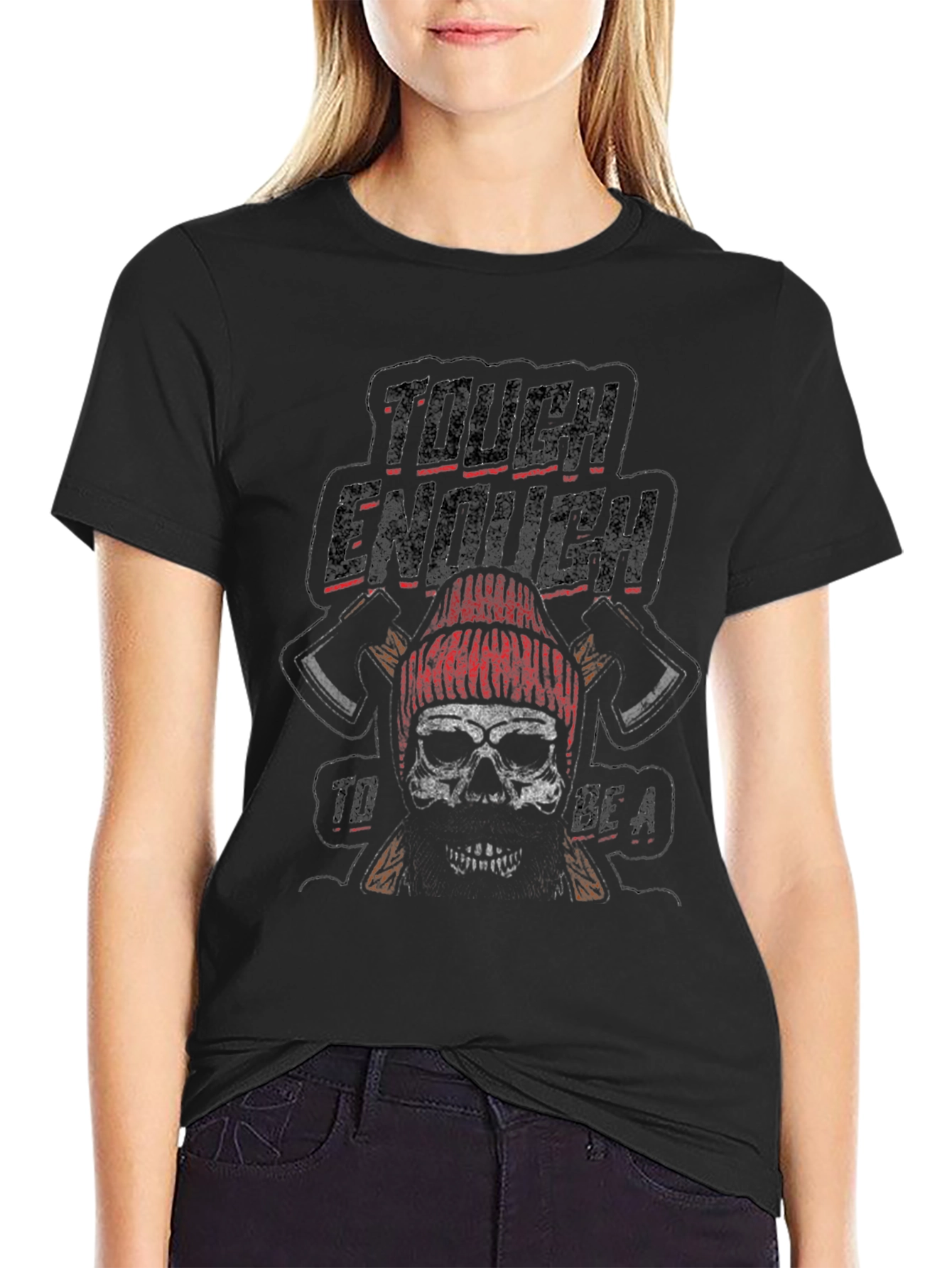 Tough Enough Lumberjack Skull Graphic Tee