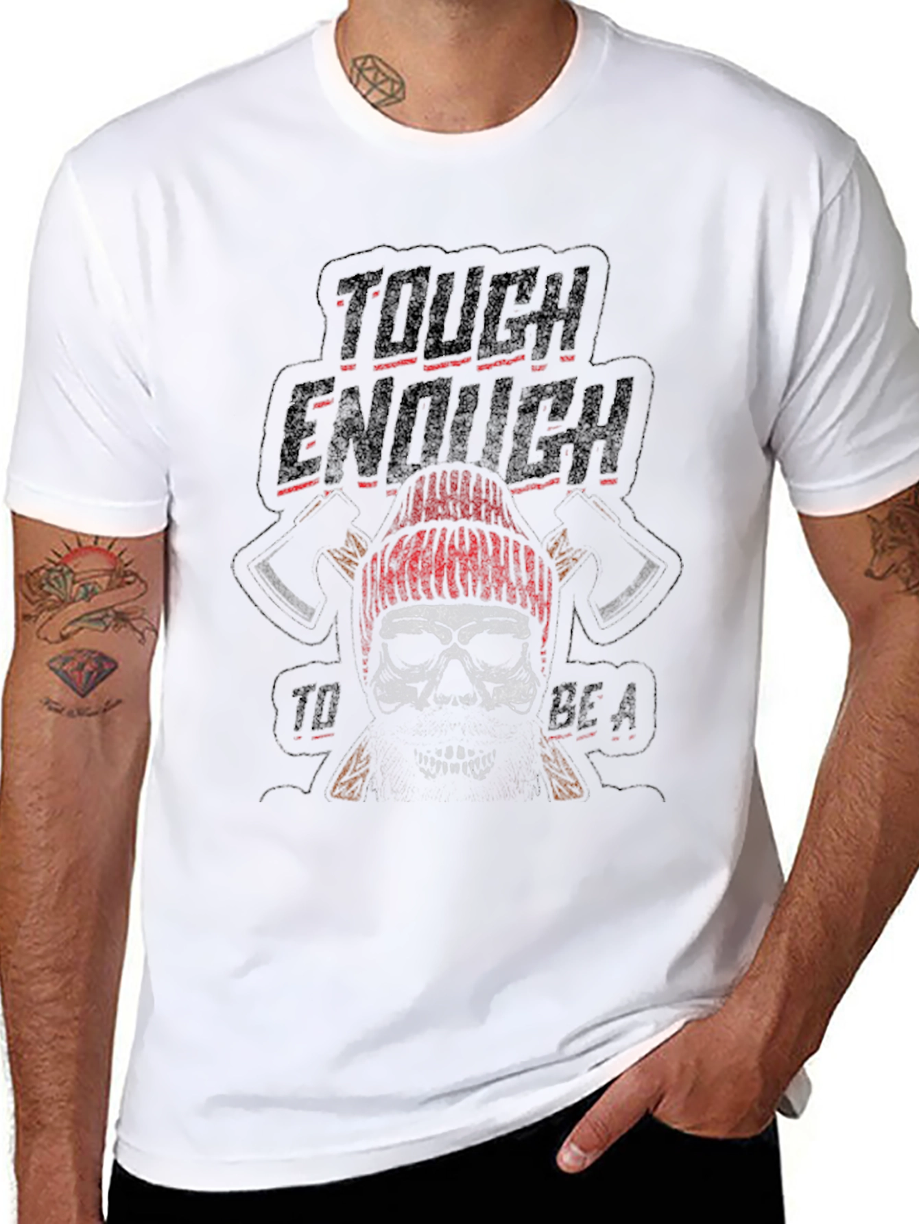 Tough Enough Lumberjack Skull Graphic Tee