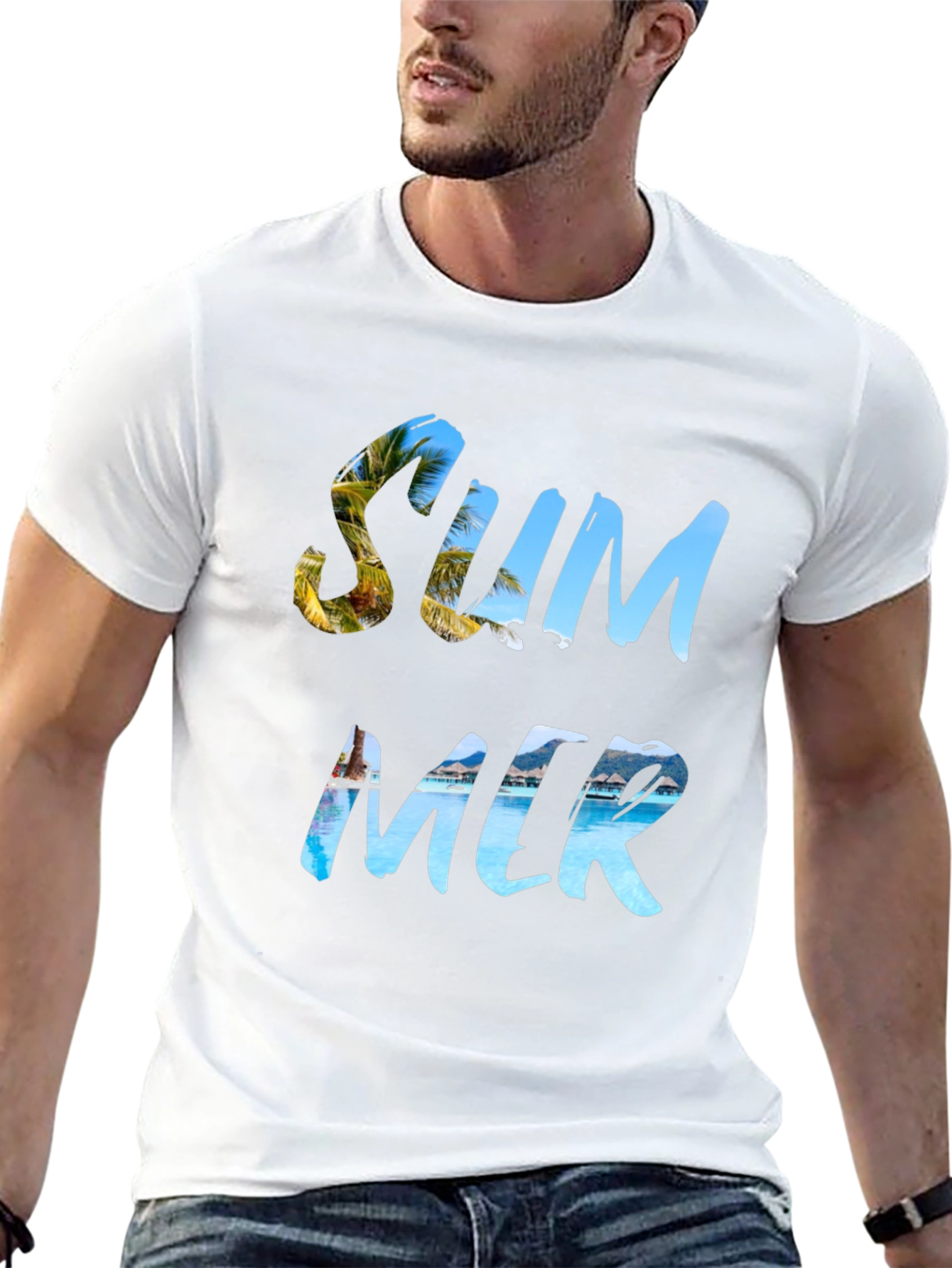 Summer Themed Graphic Black T-Shirt