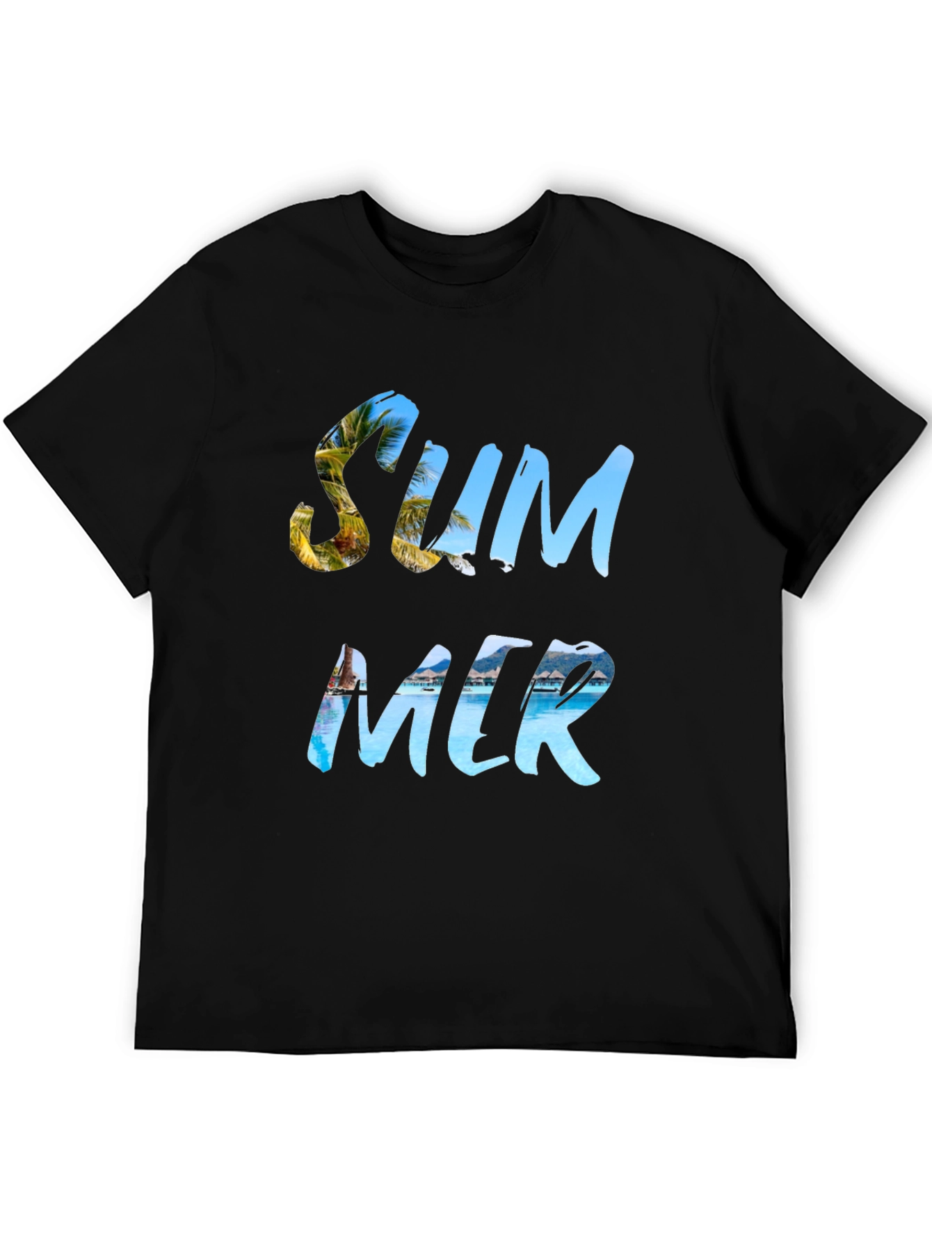 Summer Themed Graphic Black T-Shirt