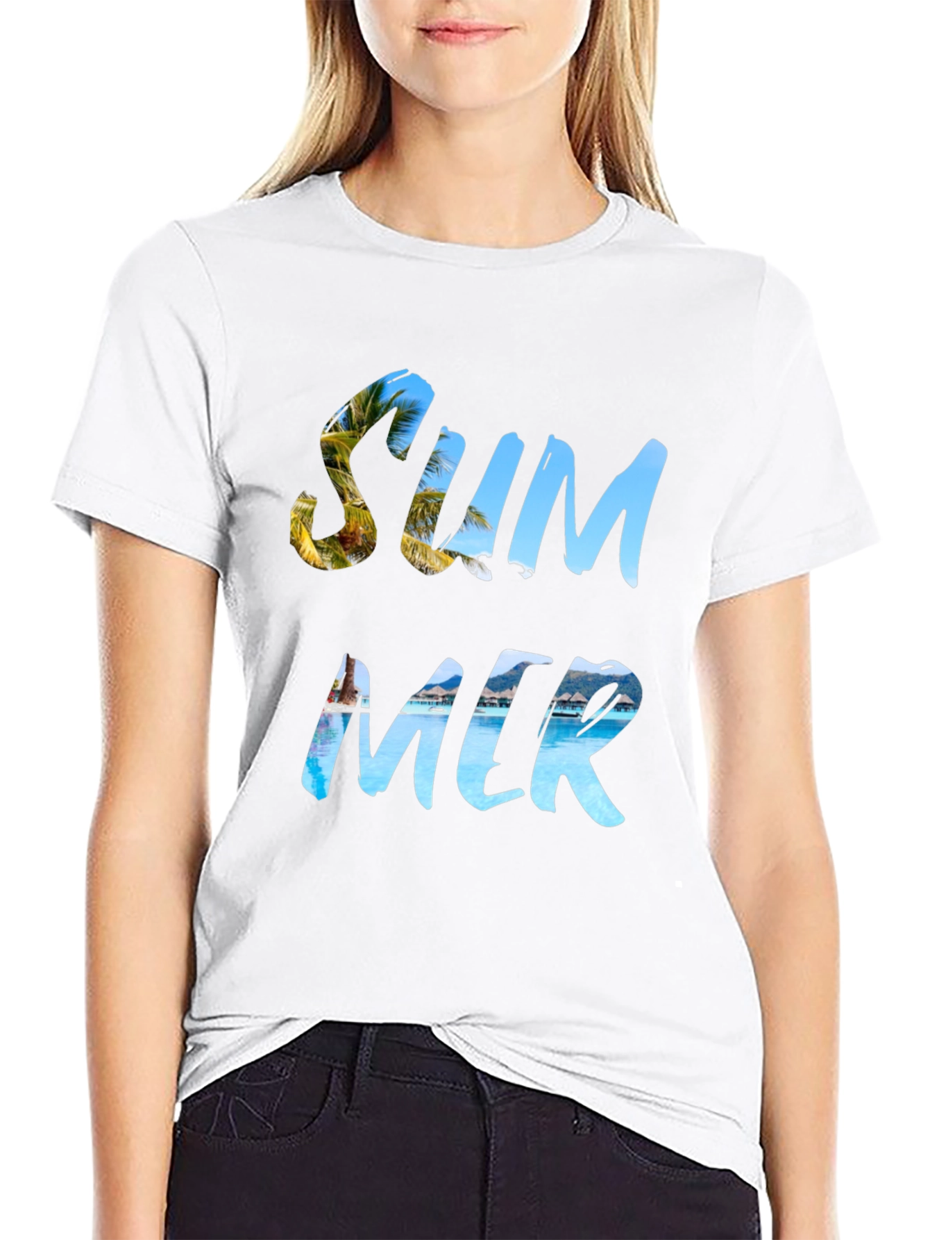 Summer Themed Graphic Black T-Shirt