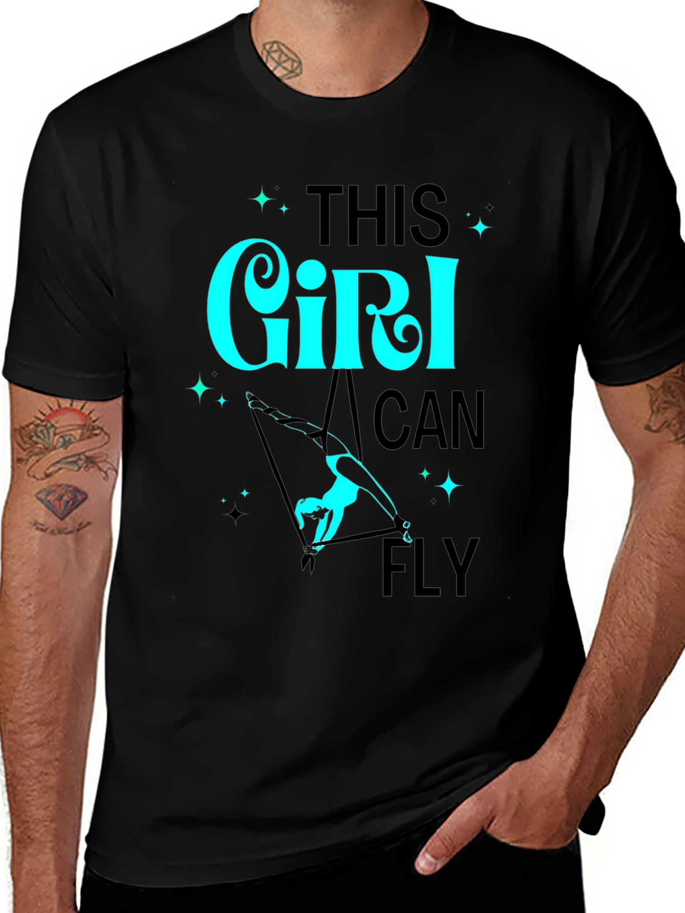 Girl Can Fly Graphic Tee - Aerial Acrobat T-Shirt