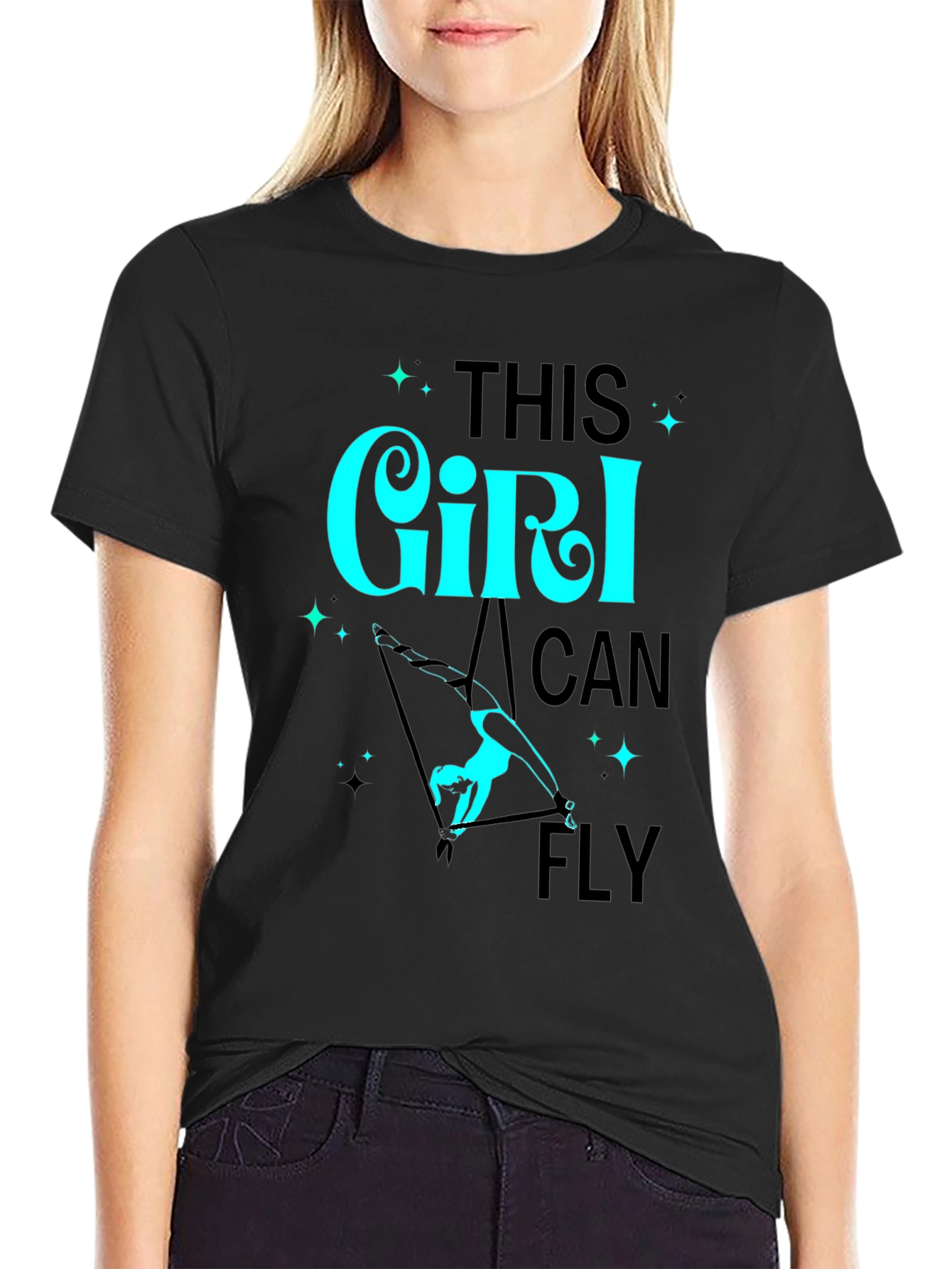 Girl Can Fly Graphic Tee - Aerial Acrobat T-Shirt