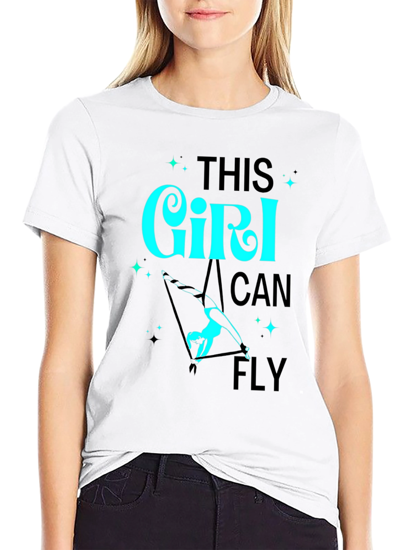 Girl Can Fly Graphic Tee - Aerial Acrobat T-Shirt