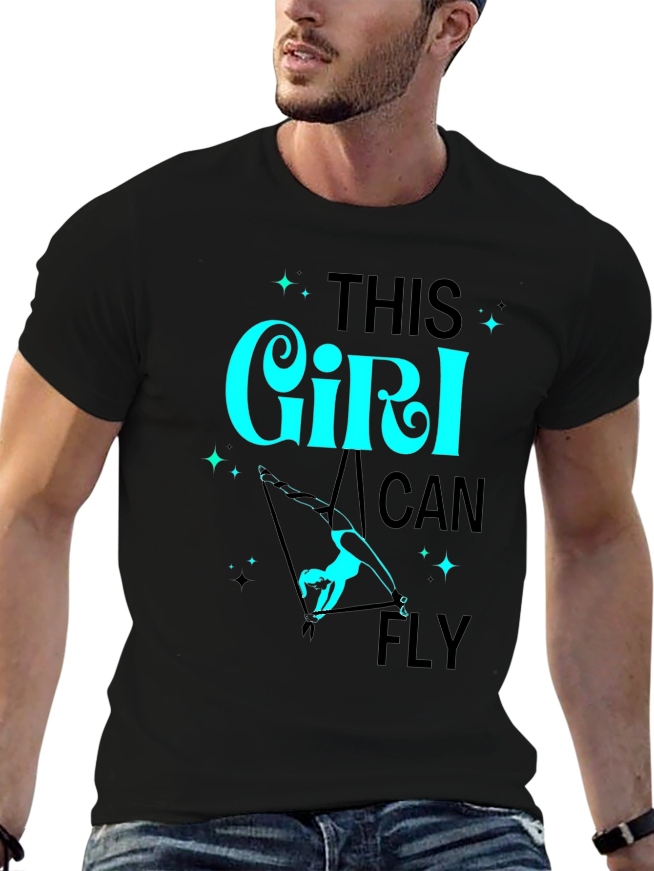 Girl Can Fly Graphic Tee - Aerial Acrobat T-Shirt