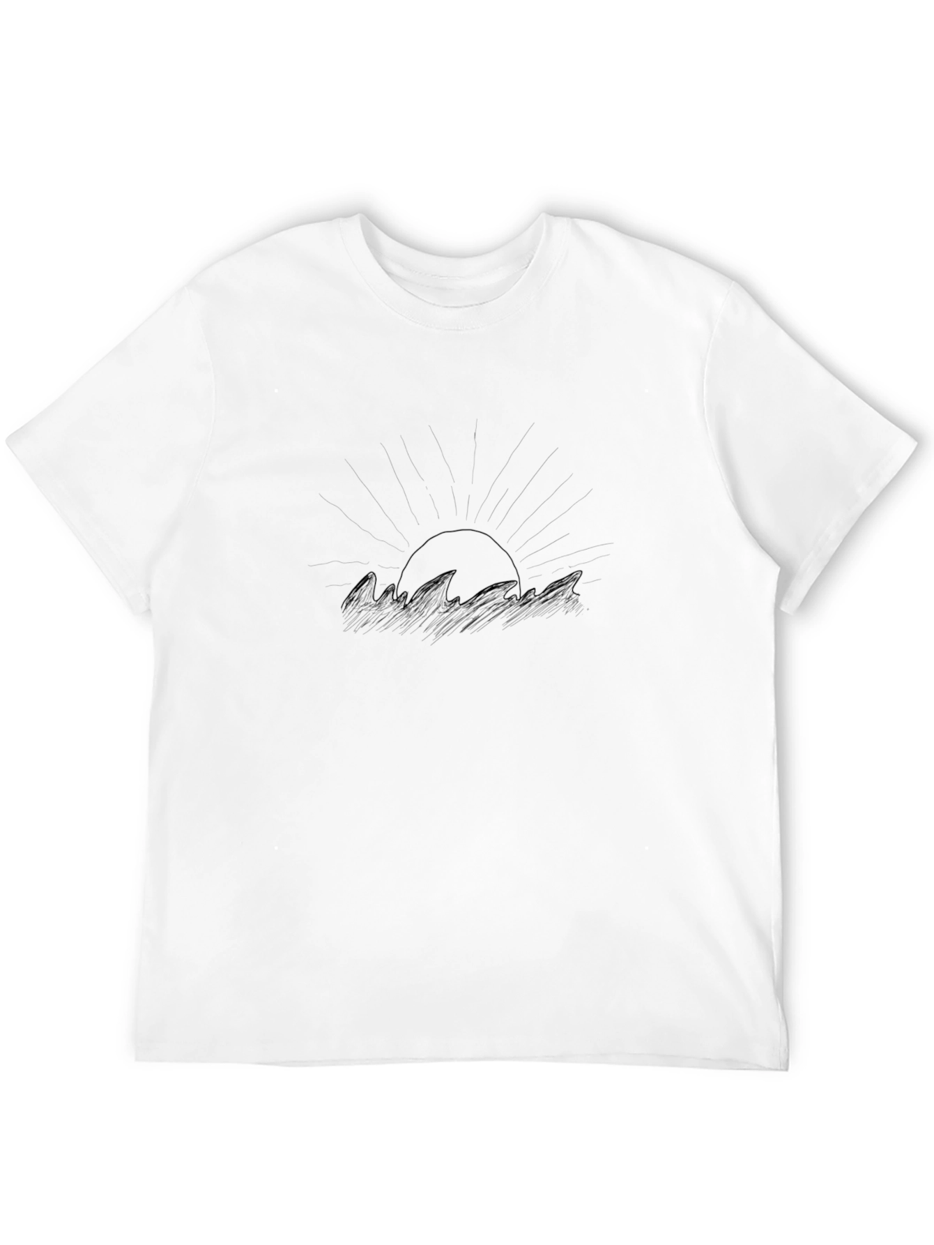 Black Graphic Tee - Sunset Waves Design