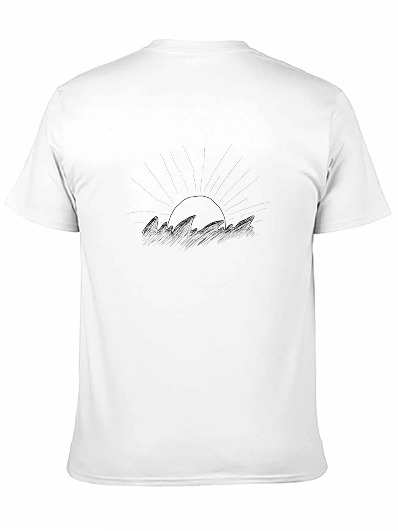 Black Graphic Tee - Sunset Waves Design
