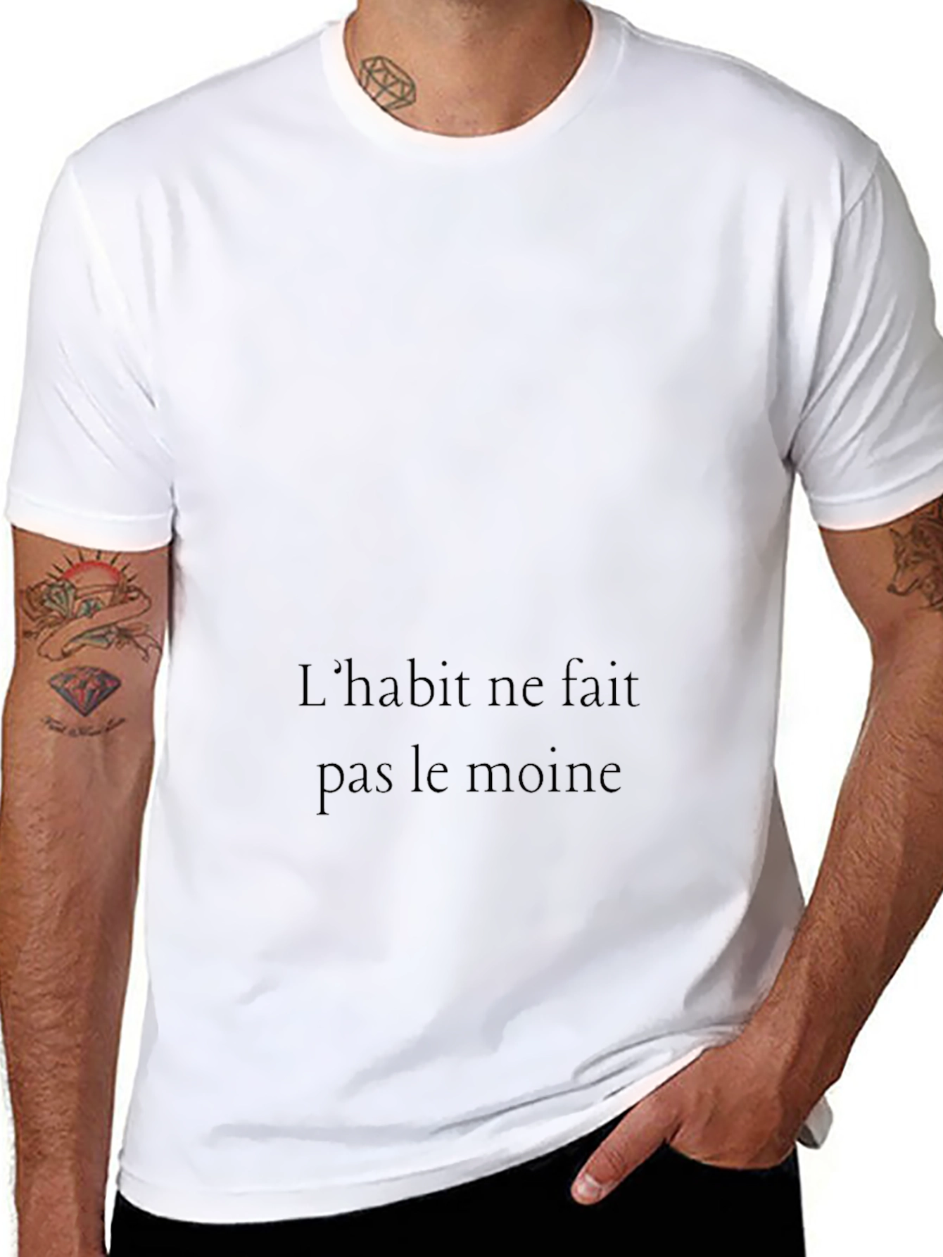 Mens Black T-Shirt with French Quote