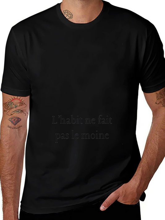 Mens Black T-Shirt with French Quote