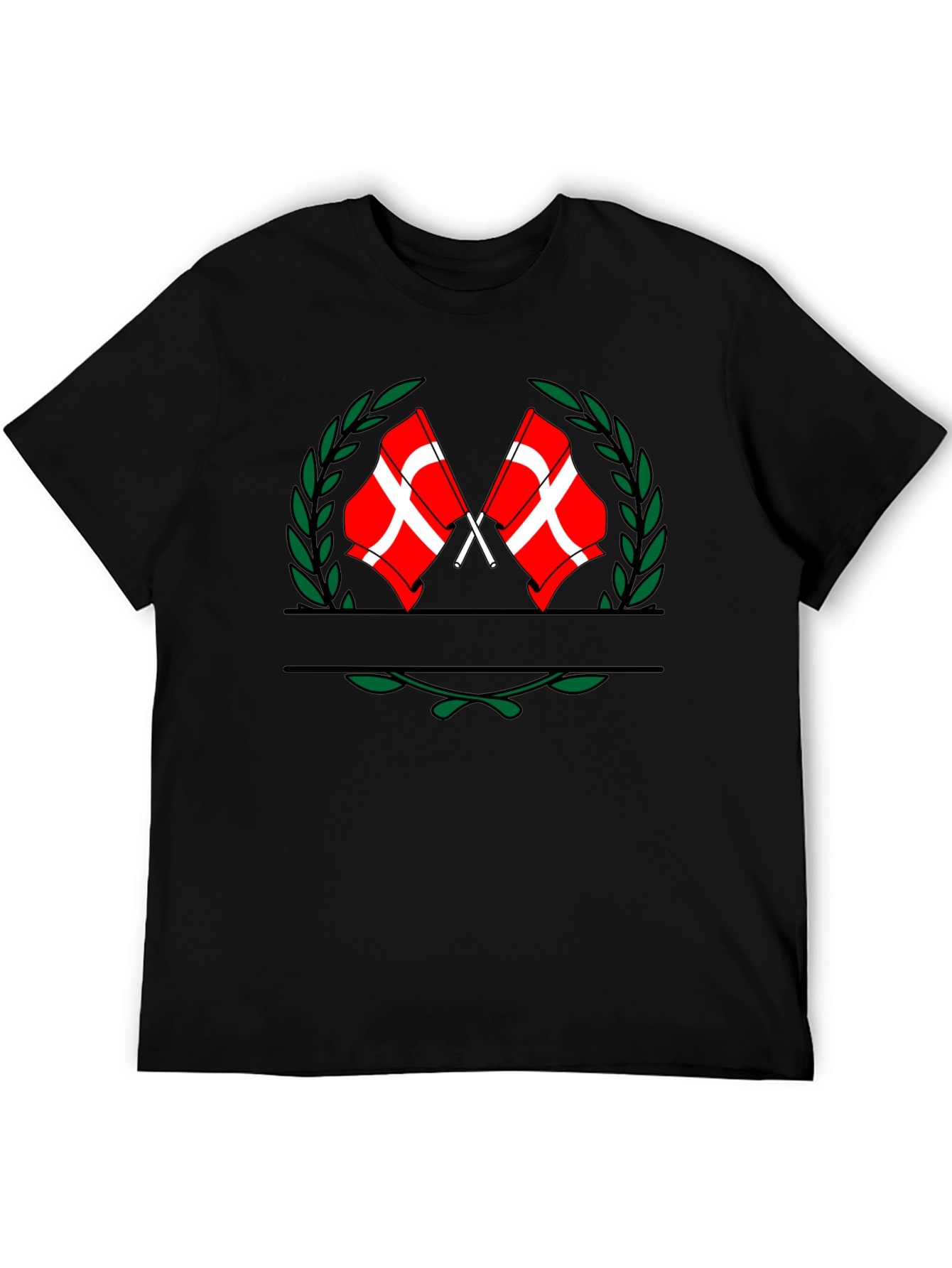 Danish Flag Crest Graphic Tee - Black