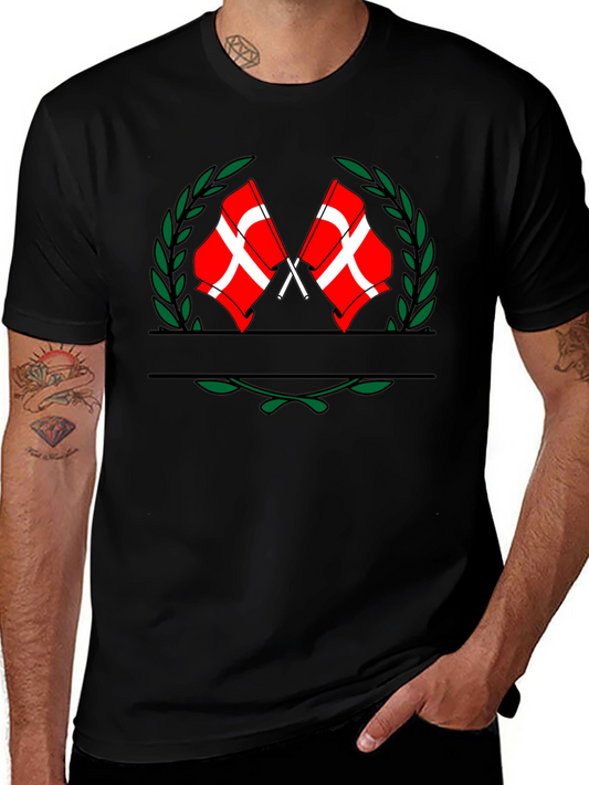 Danish Flag Crest Graphic Tee - Black