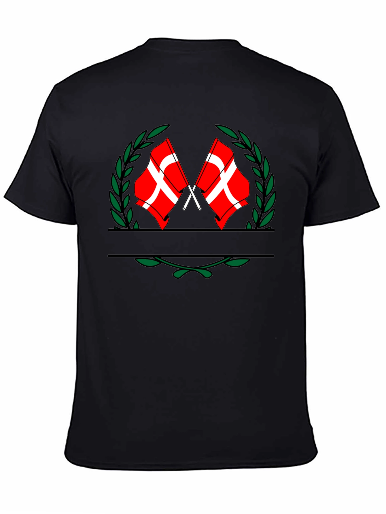 Danish Flag Crest Graphic Tee - Black