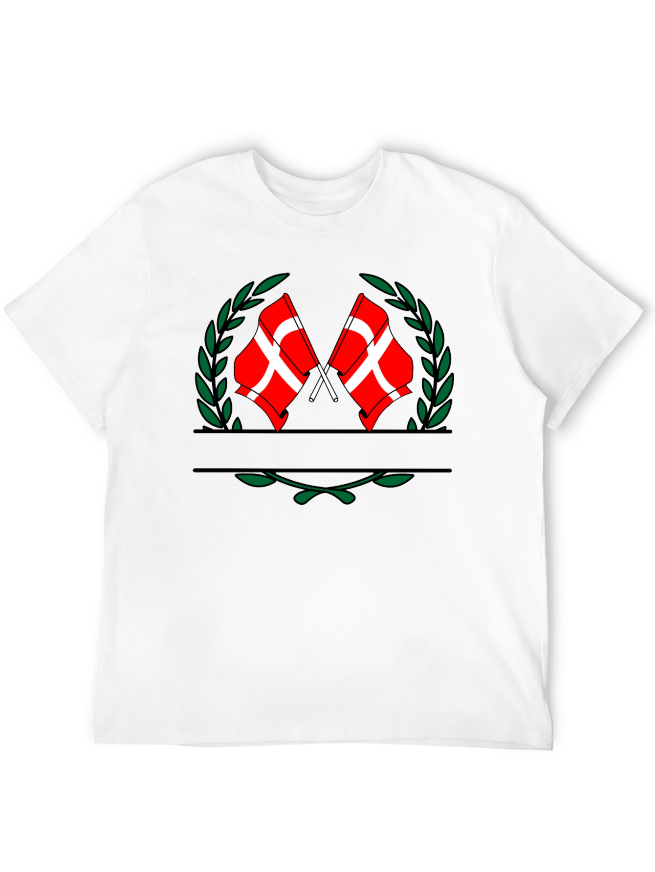 Danish Flag Crest Graphic Tee - Black