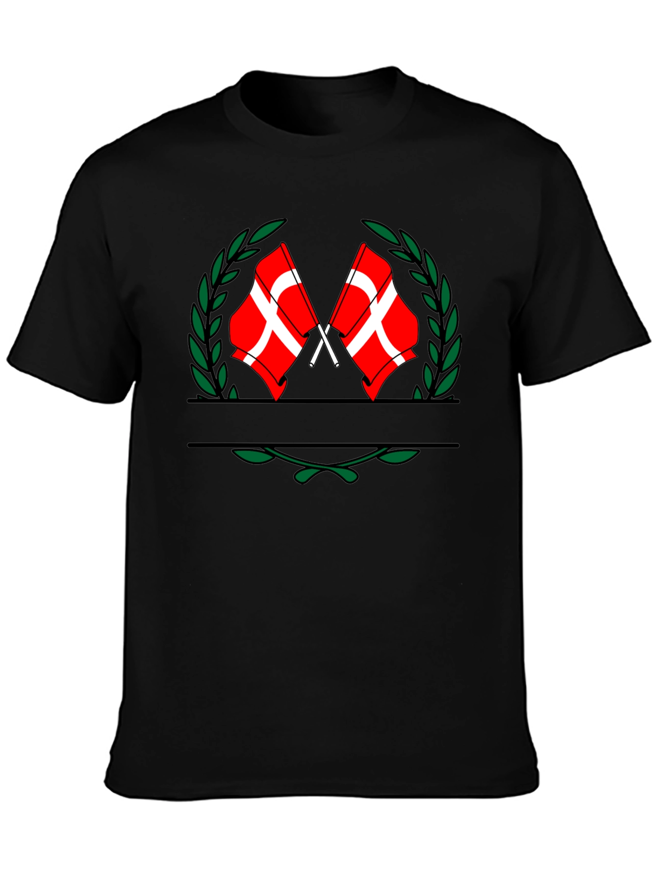 Danish Flag Crest Graphic Tee - Black