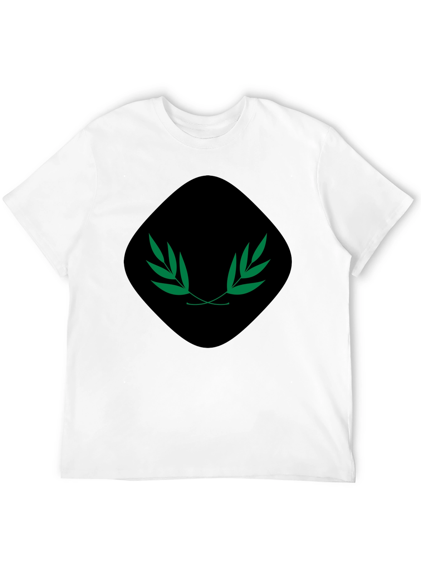 Mens Black Tee with Green Laurel Design