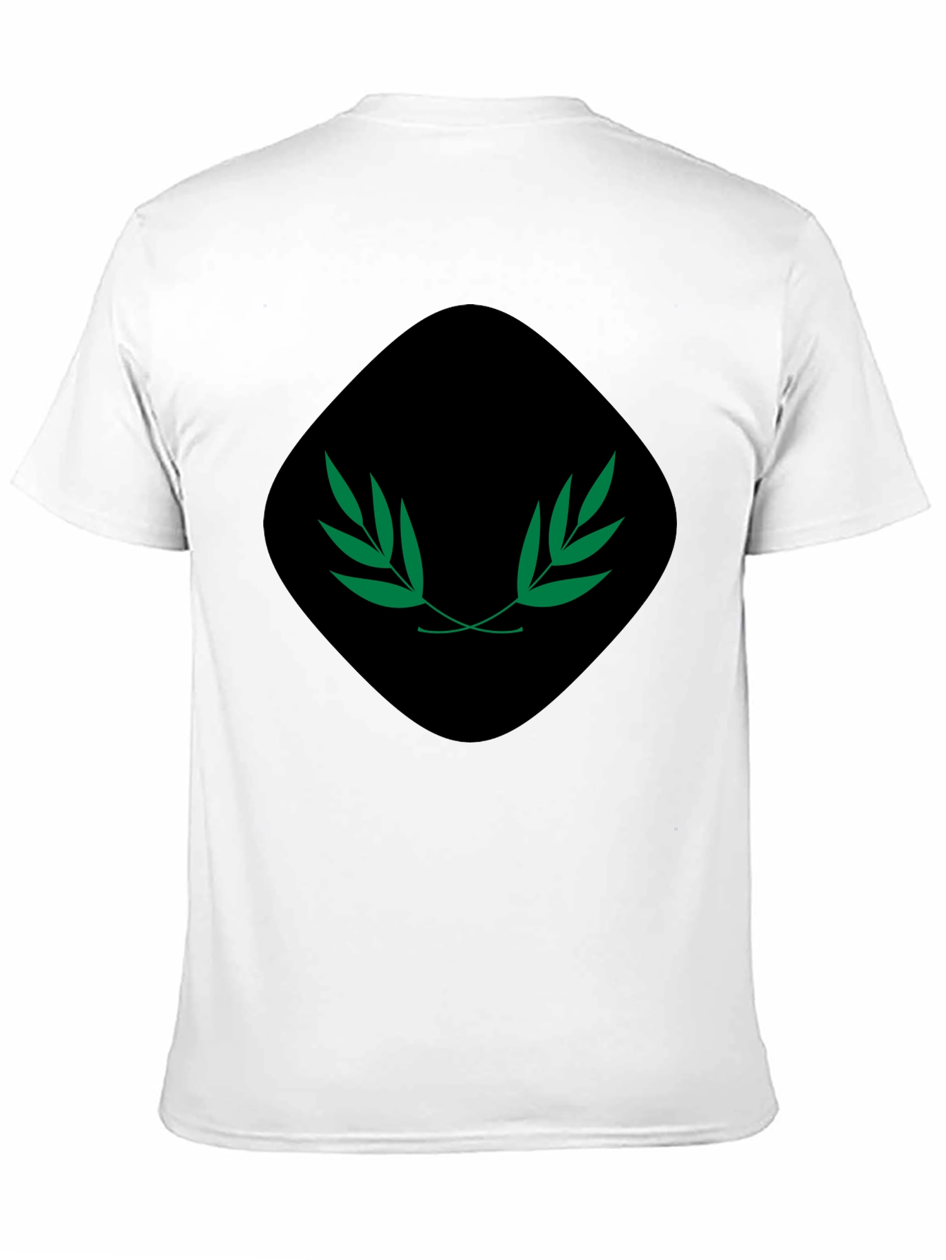 Mens Black Tee with Green Laurel Design