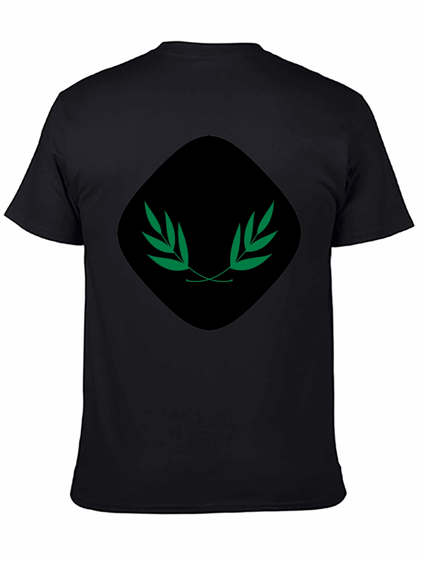 Mens Black Tee with Green Laurel Design