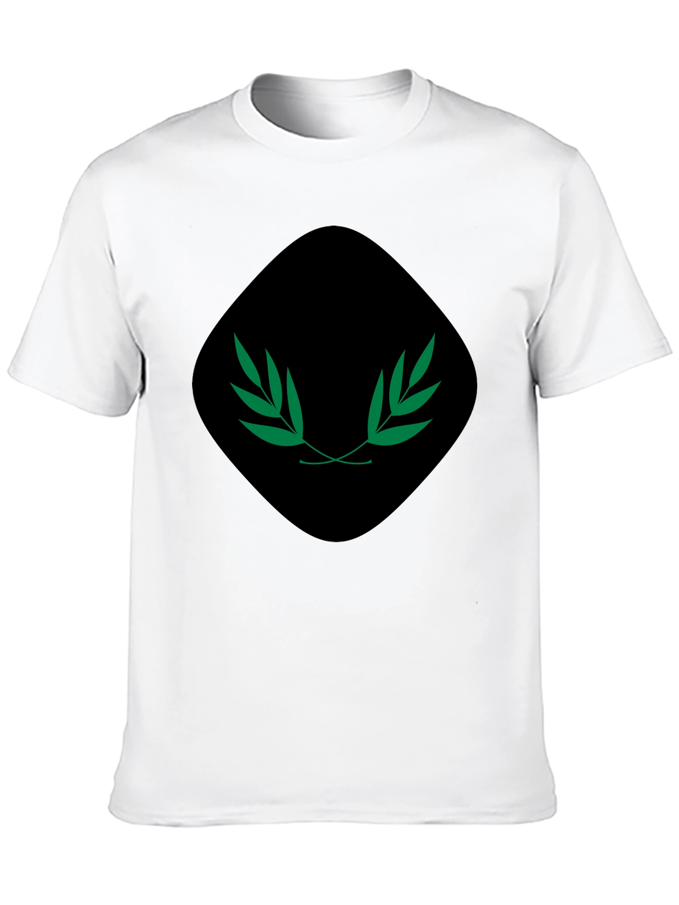 Mens Black Tee with Green Laurel Design