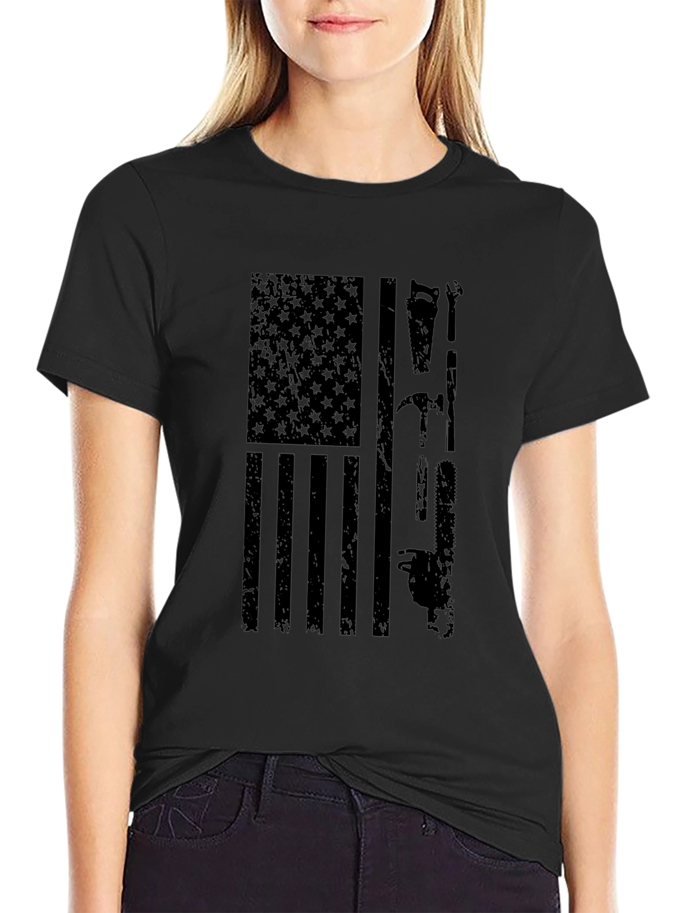 American Flag Tools Graphic T-Shirt - Black