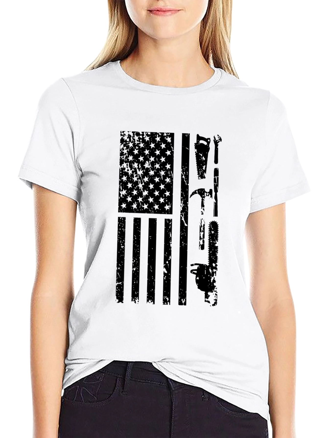 American Flag Tools Graphic T-Shirt - Black