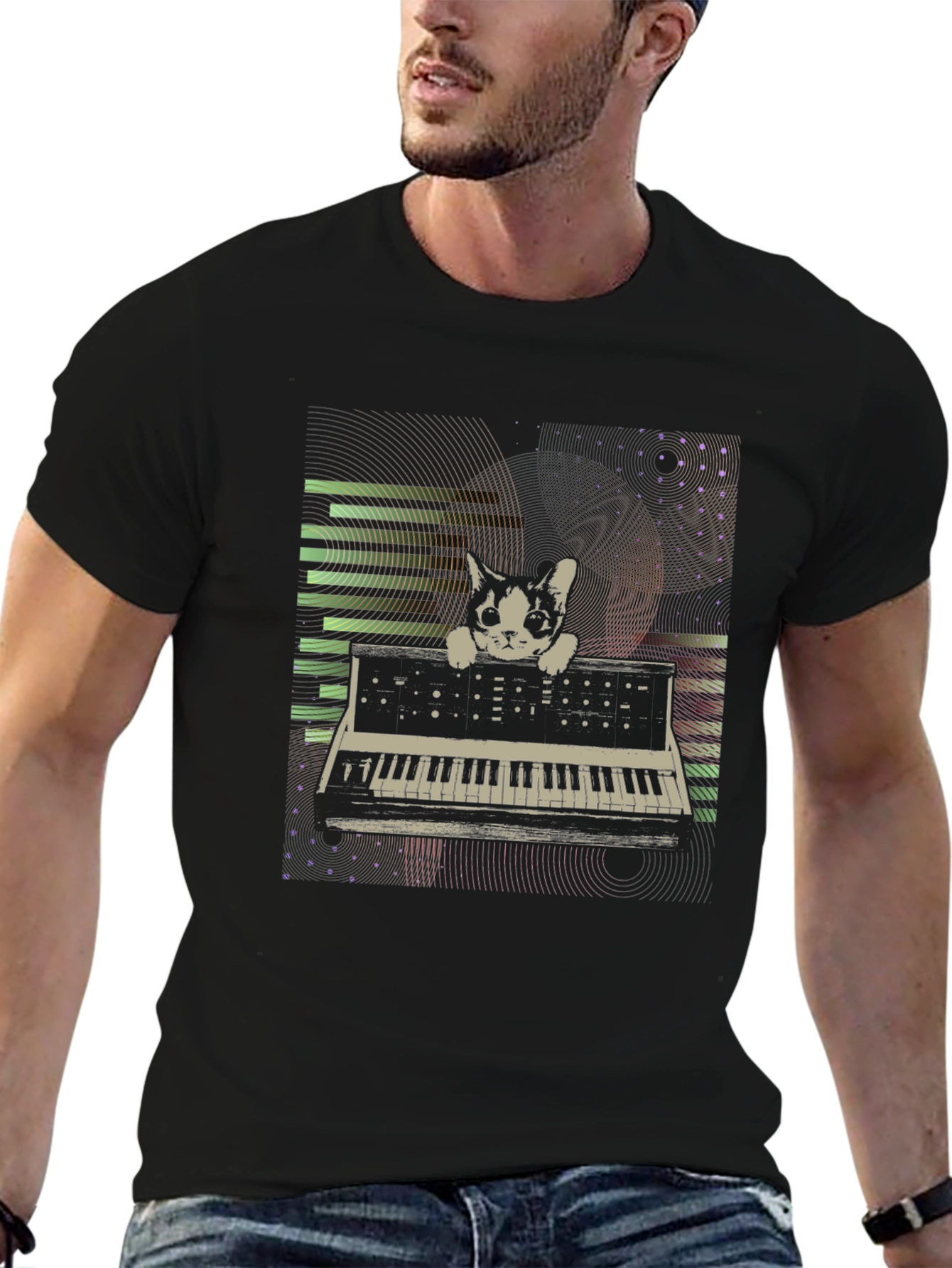 Cat Keyboardist Graphic T-Shirt - Stylish & Unique