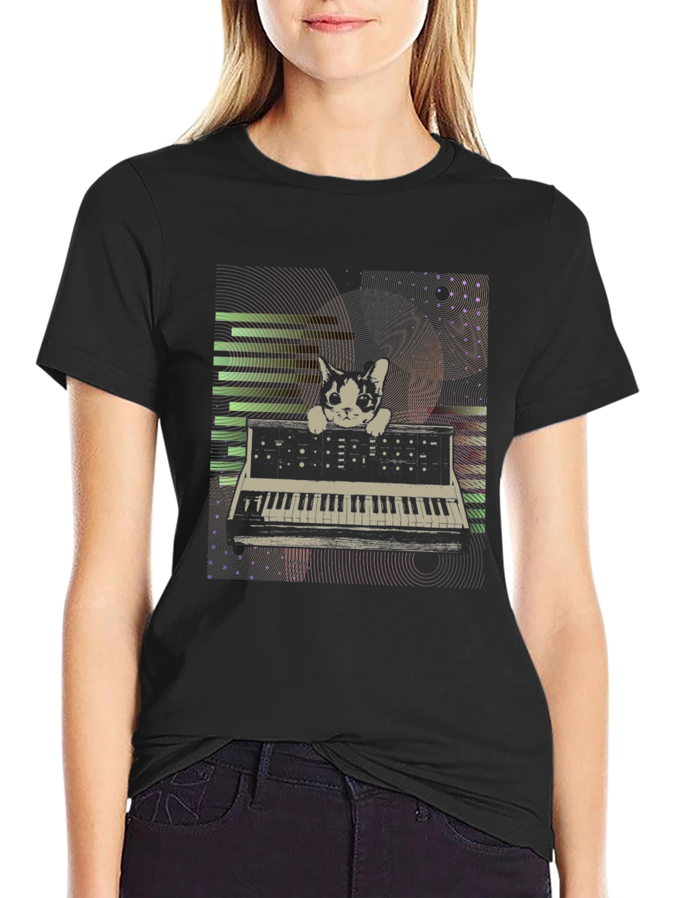 Cat Keyboardist Graphic T-Shirt - Stylish & Unique