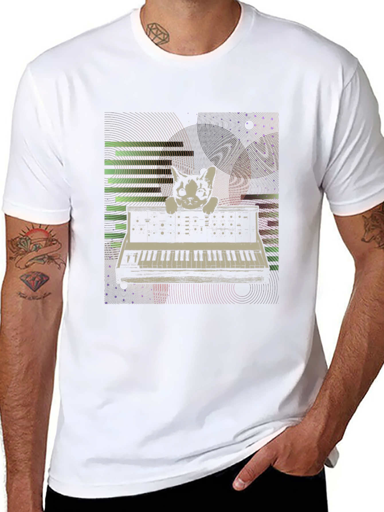 Cat Keyboardist Graphic T-Shirt - Stylish & Unique