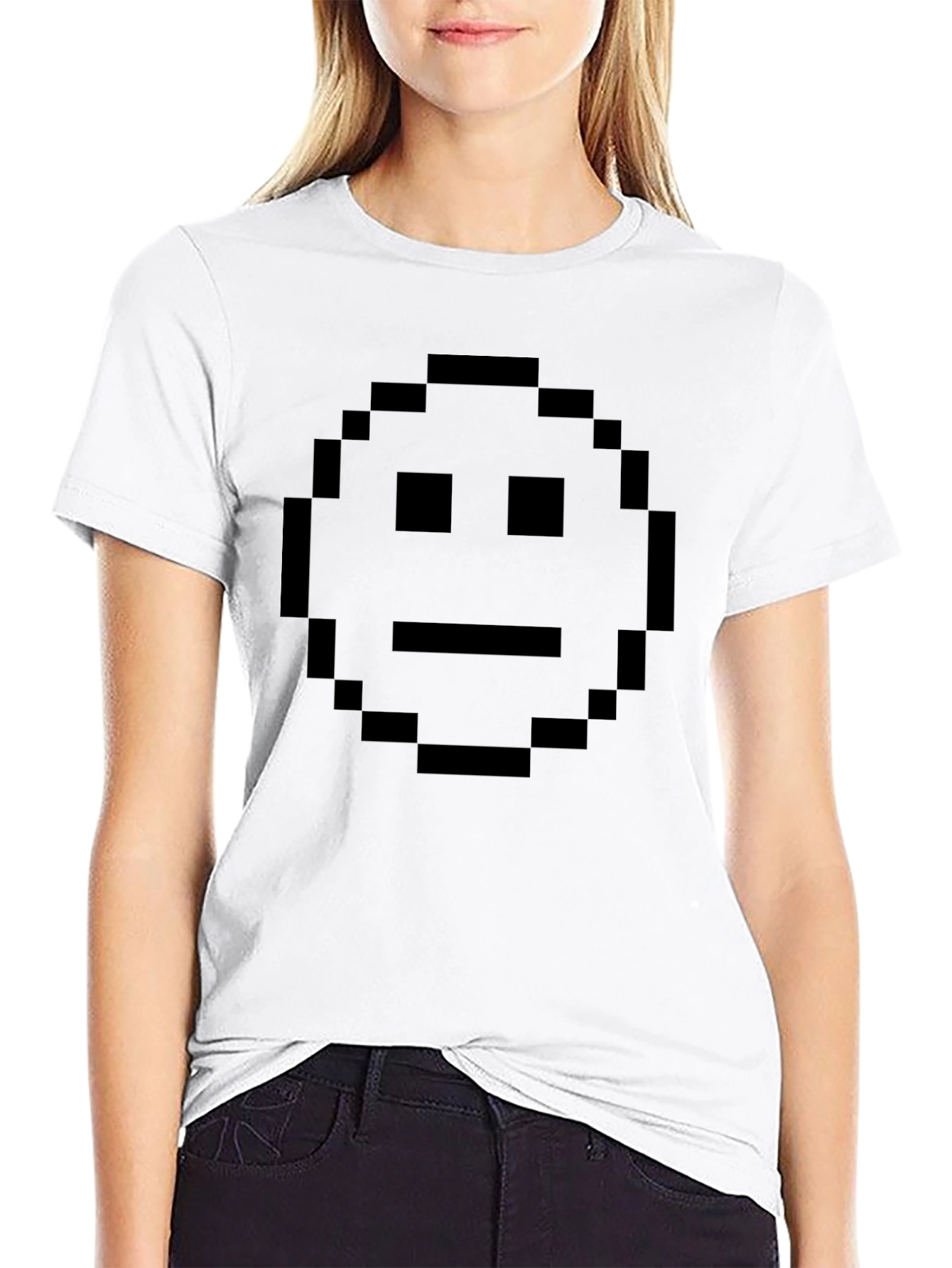 Pixelated Face Black T-Shirt