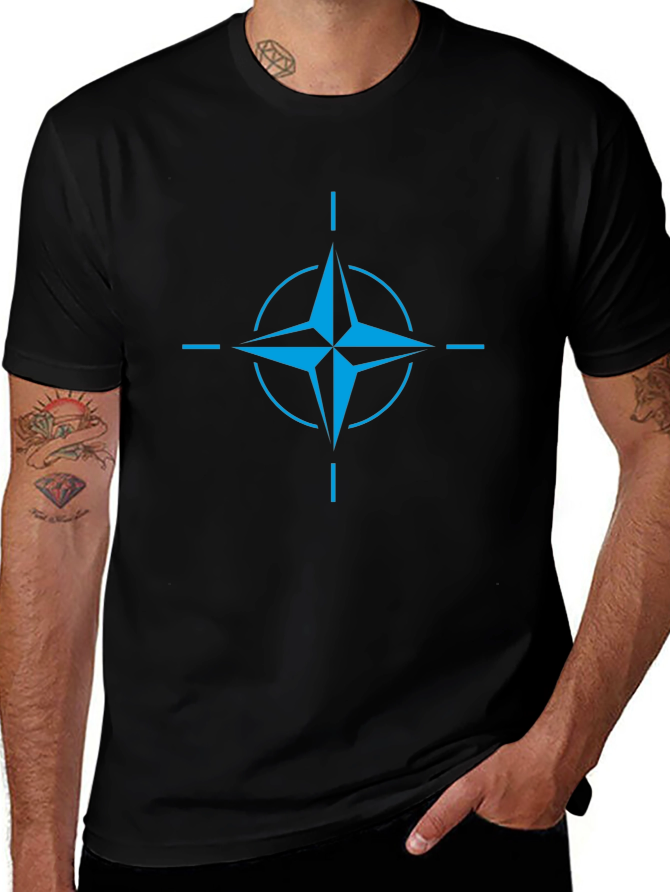 Blue NATO Star Black T-Shirt