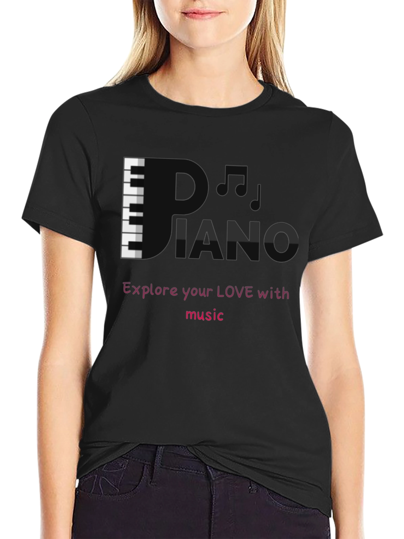 DJ Piano Black Graphic Tee