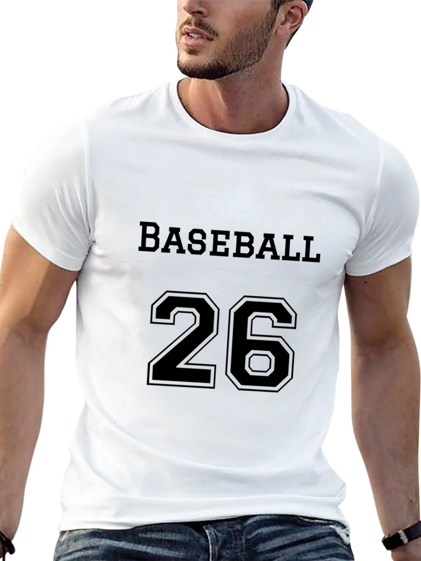 Baseball 26 Graphic Tee - Black Cotton T-Shirt