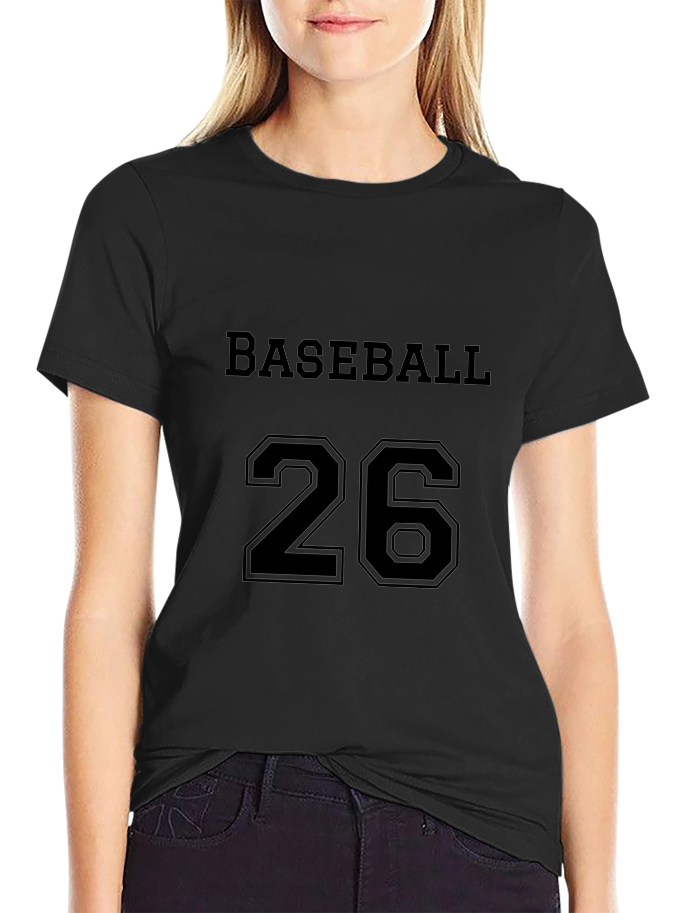 Baseball 26 Graphic Tee - Black Cotton T-Shirt