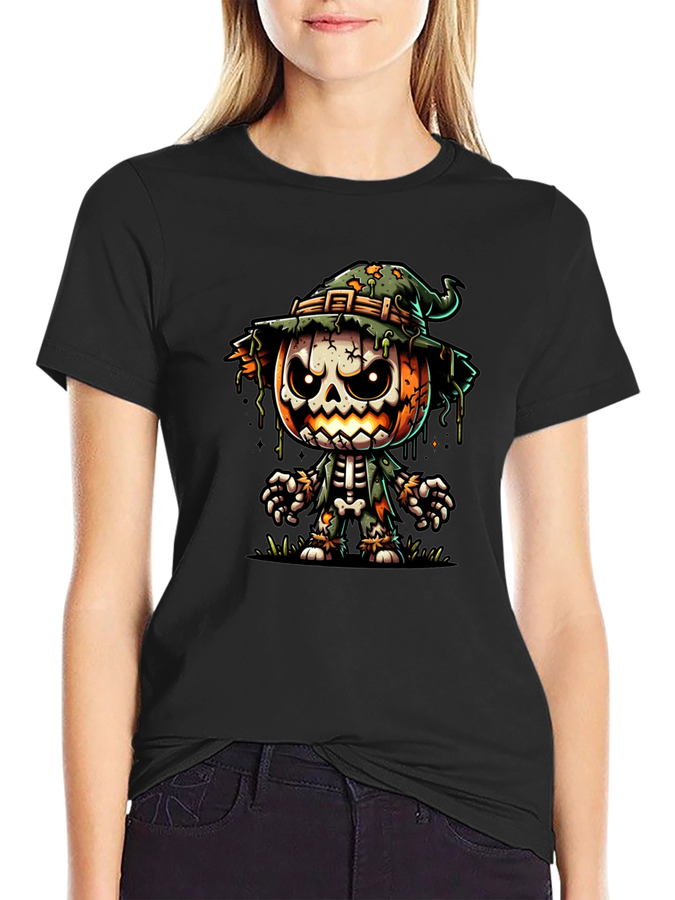 Halloween Pumpkin Skeleton T-Shirt